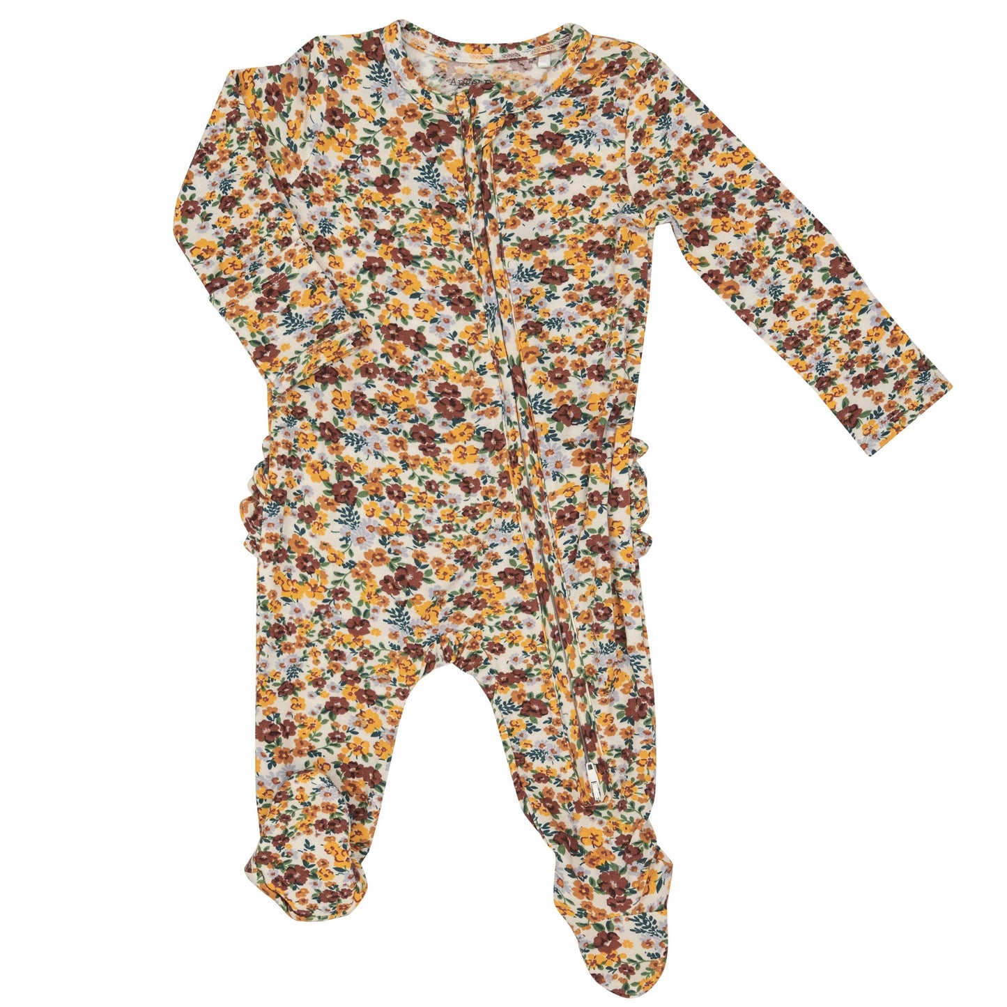 2-Way Zip Ruffle Footie, Sweet Calico Floral