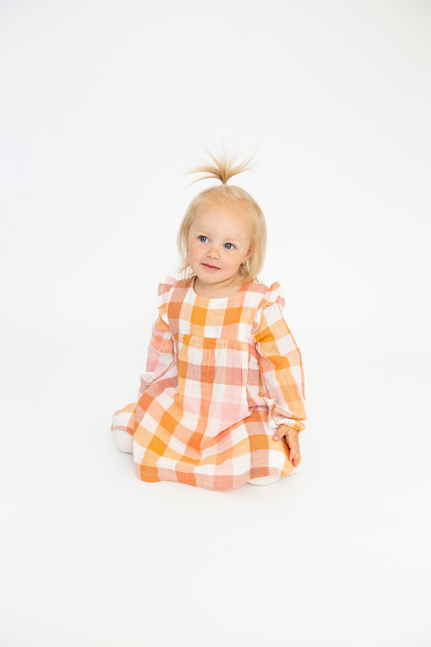 Muslin Ruffle Dress & Legging Set, Harvest Plaid