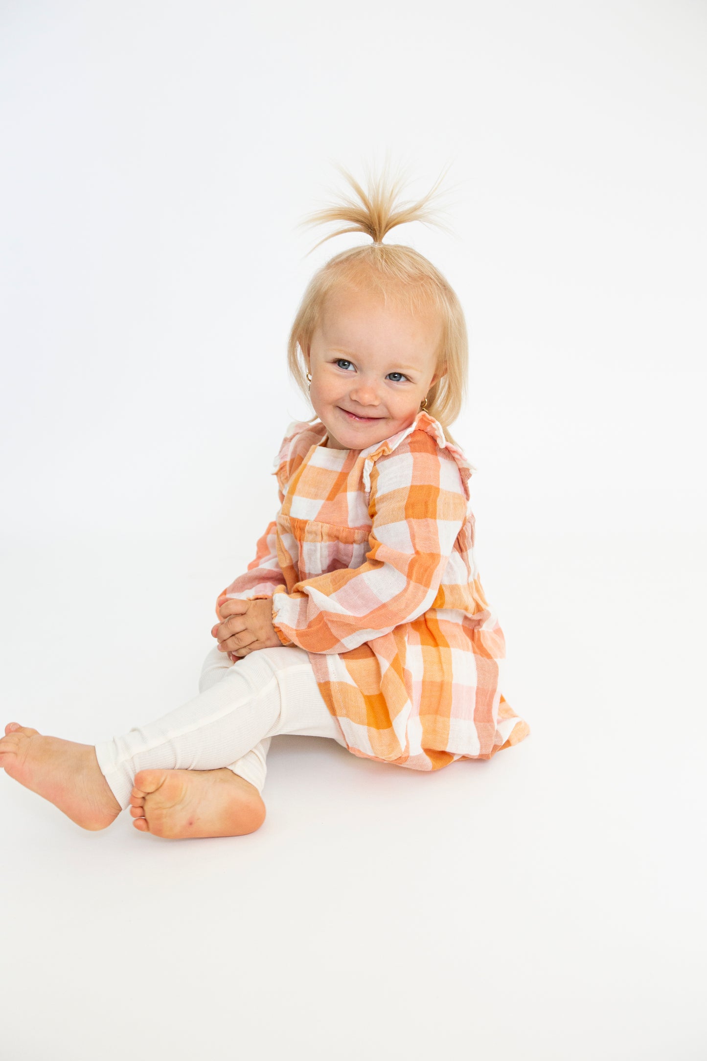 Muslin Ruffle Dress & Legging Set, Harvest Plaid