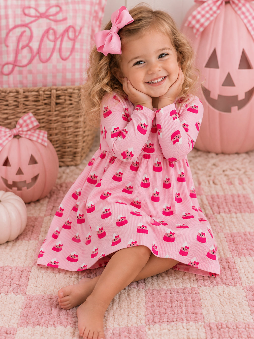 Organic Waffle Simple Dress, Miss Candy Corn