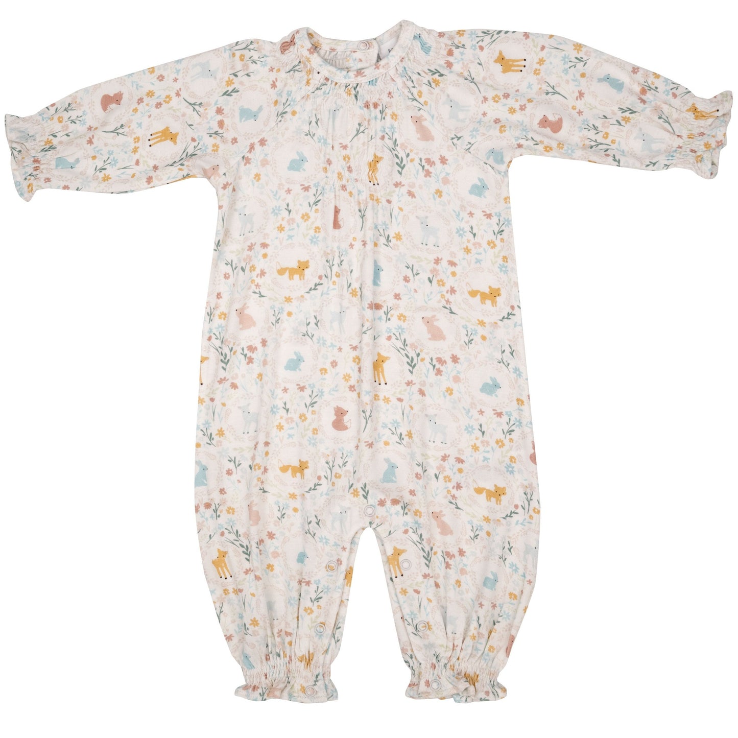 Smocked Romper, Pretty Woodland Cameos