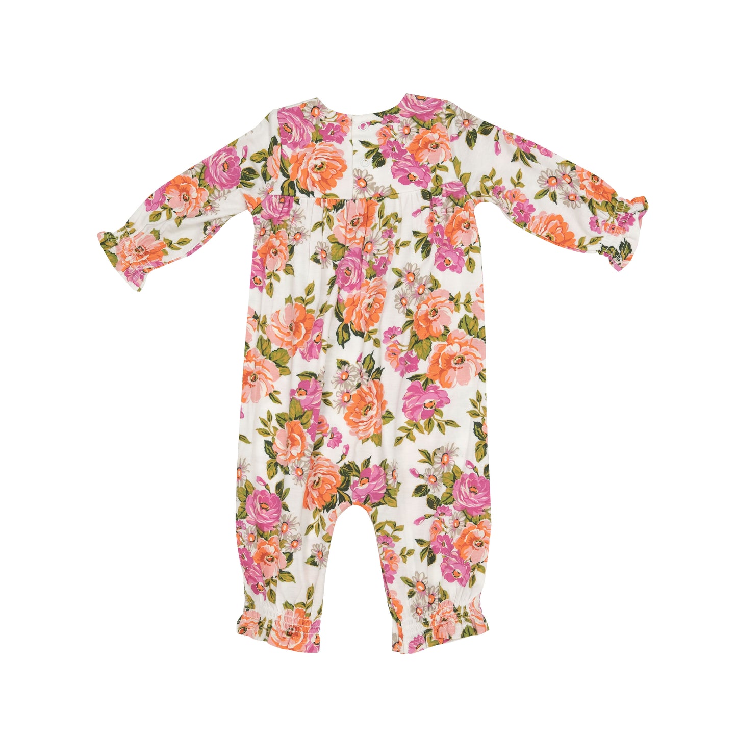 Smocked Romper, Wild Rose Floral Pink