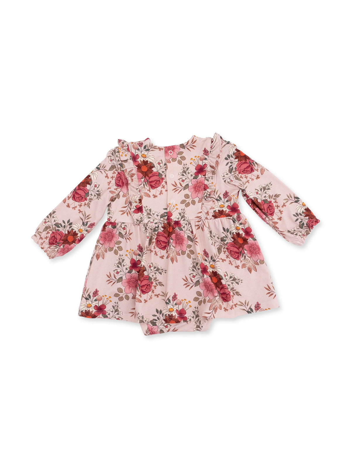 Long Sleeve Ruffle Bodysuit Dress, Sabrina Floral