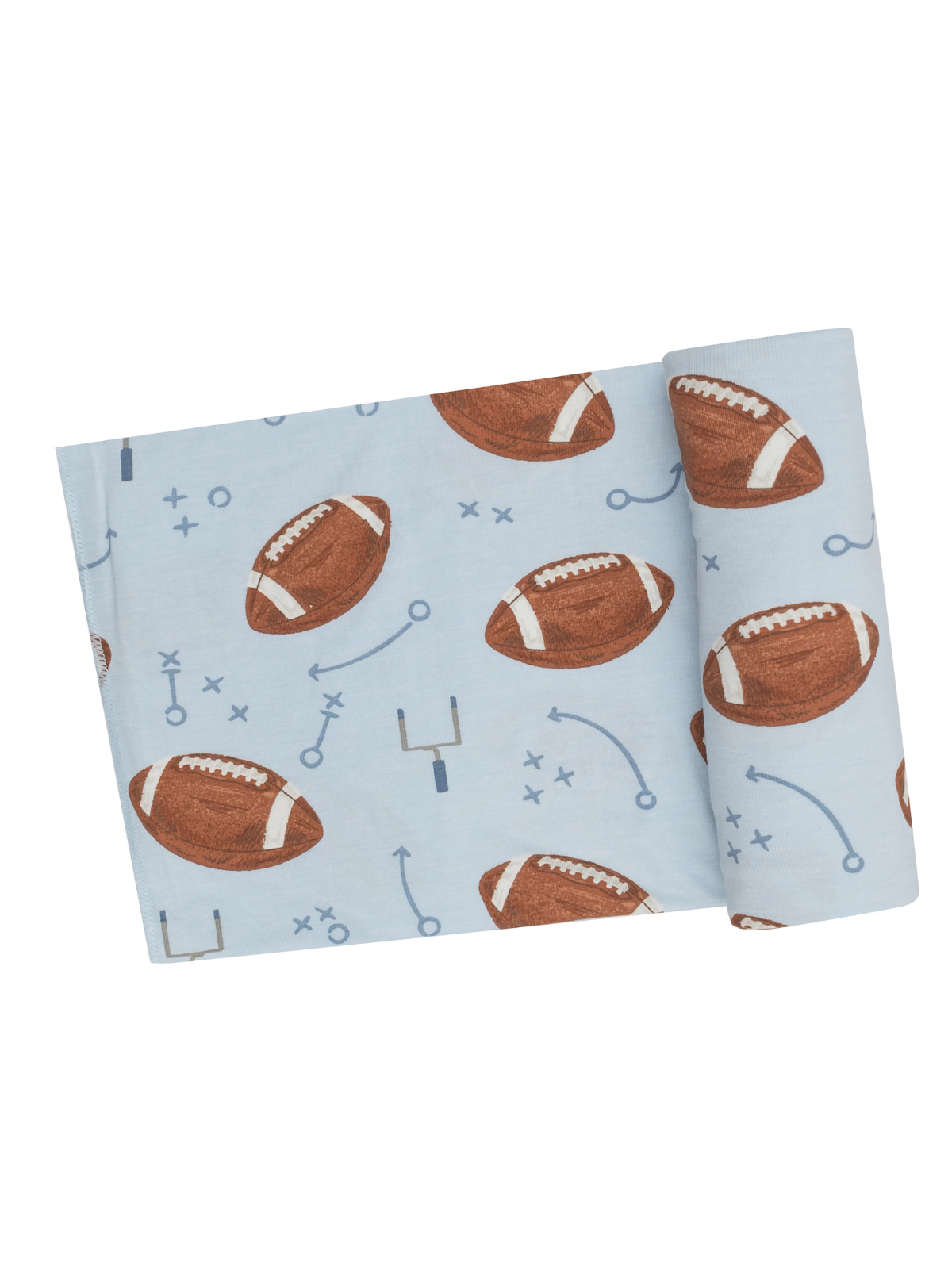 Stretch Swaddle, Footballs Blue