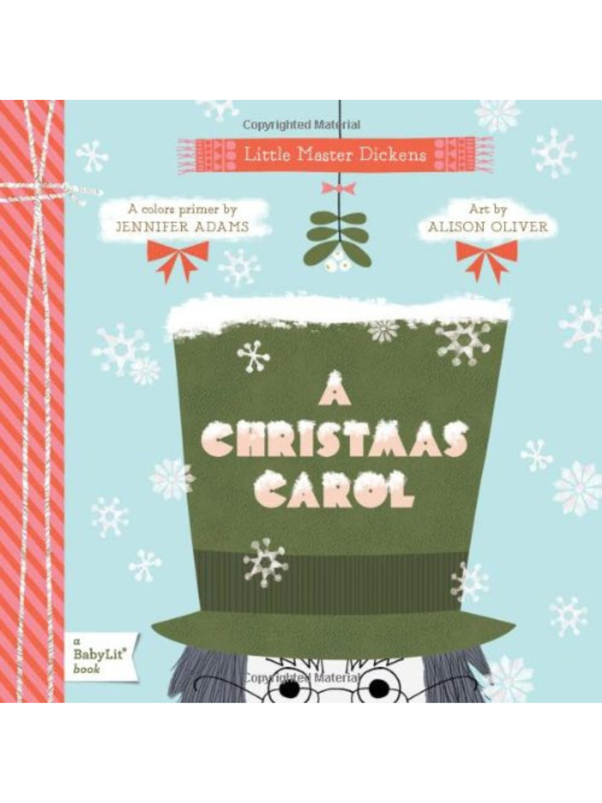 Cover of "A Christmas Carol" by Jennifer Adams, featuring colorful illustrations and playful design elements.