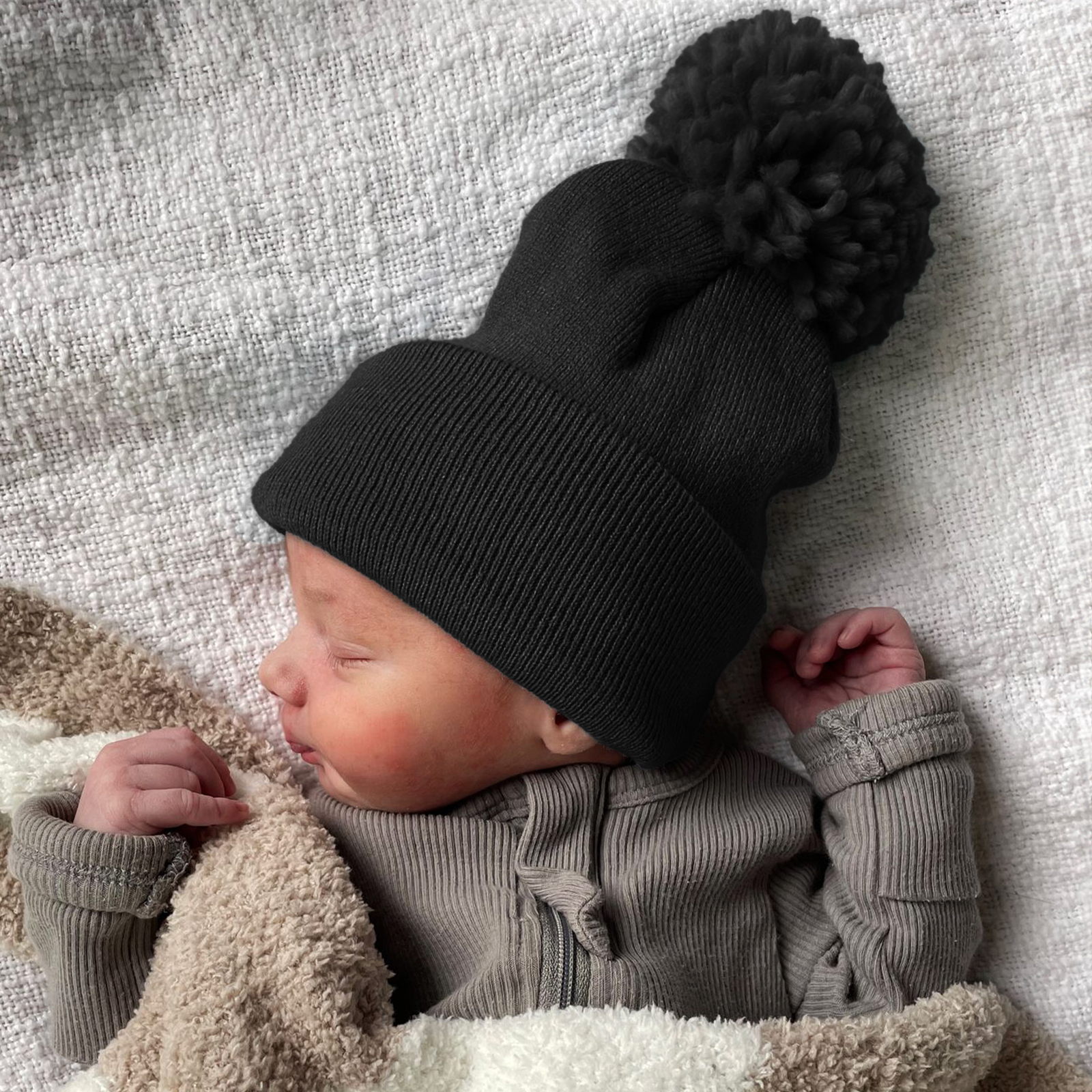 Baby black beanie clearance hat