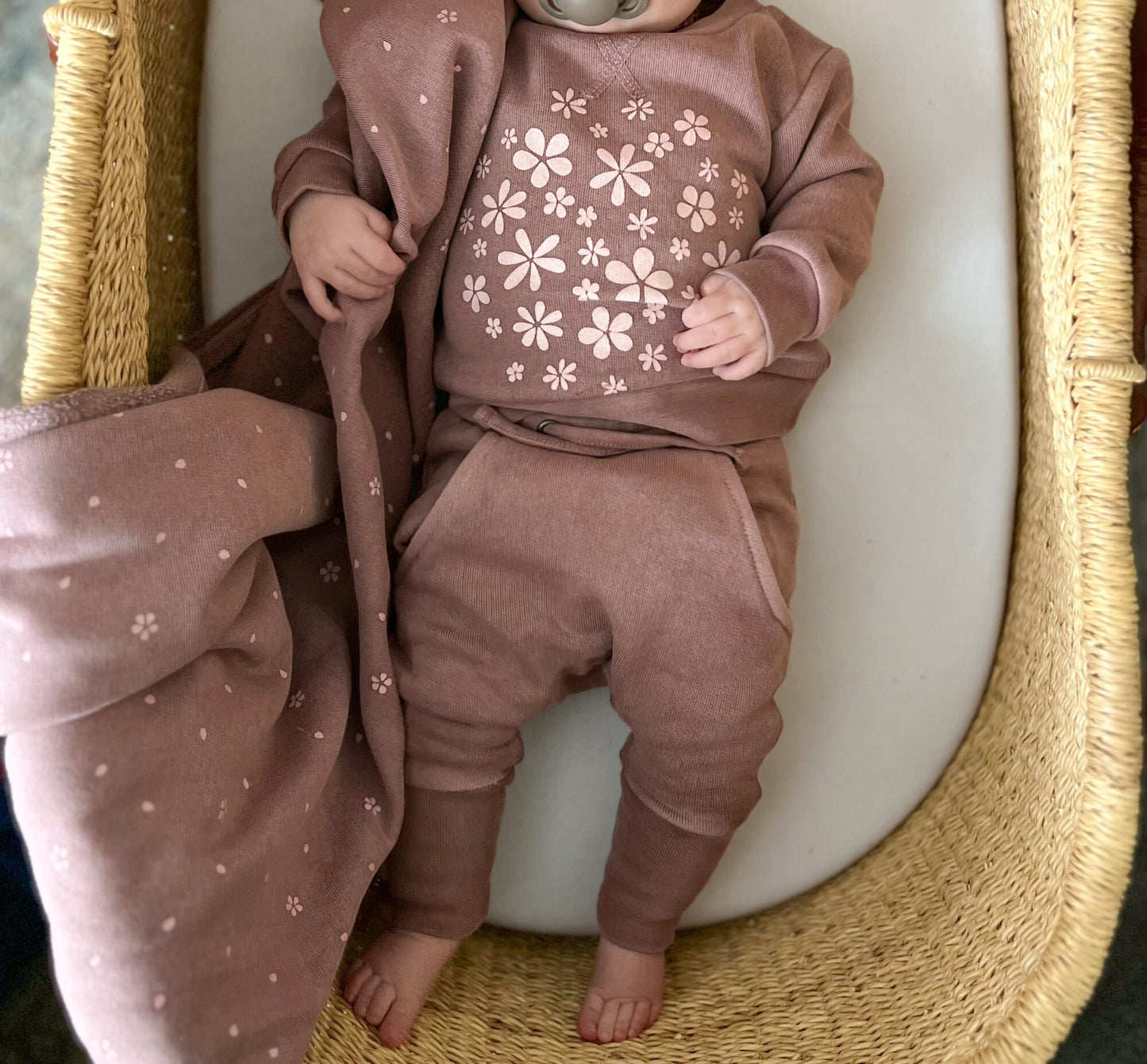 Organic Swaddle Blanket, Rosewood Flower