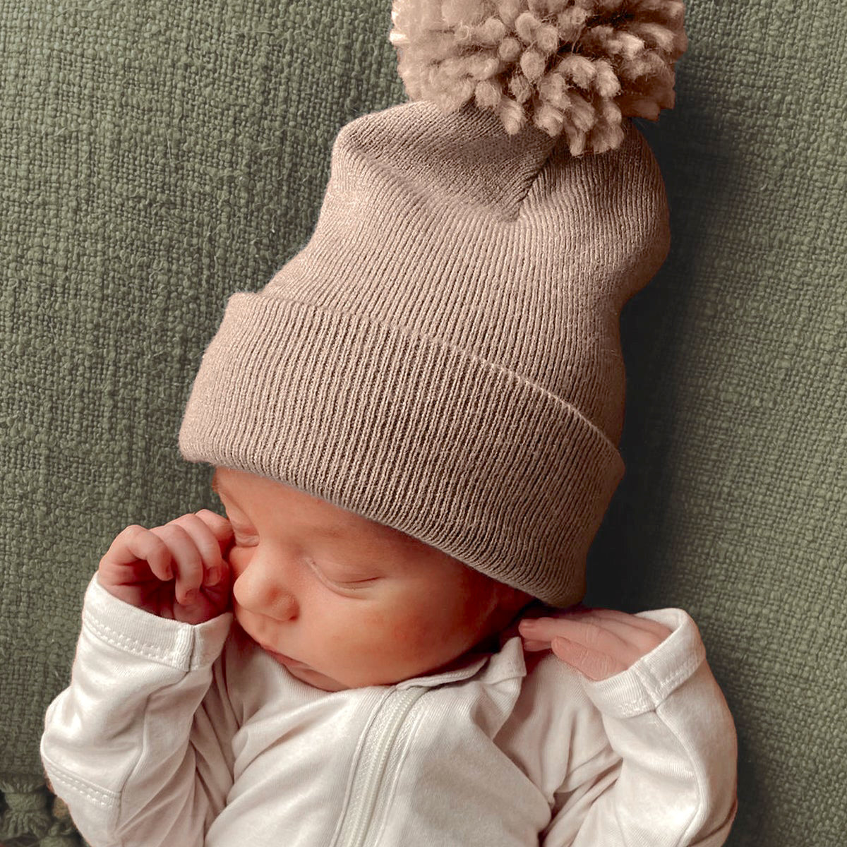 Bebe pom pom hat Pale Pink mini pom pom hat | newborn, baby, toddler, girl  main image 3