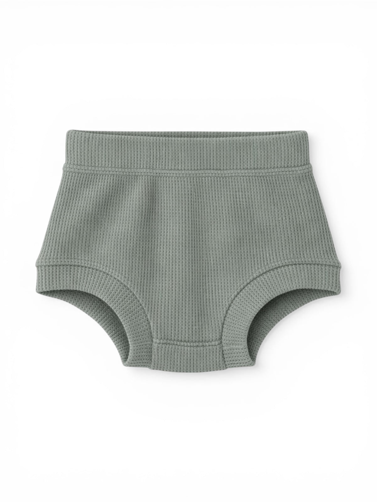 Light green waffle-knit boyshorts on a white background. Ideal for comfort and style.