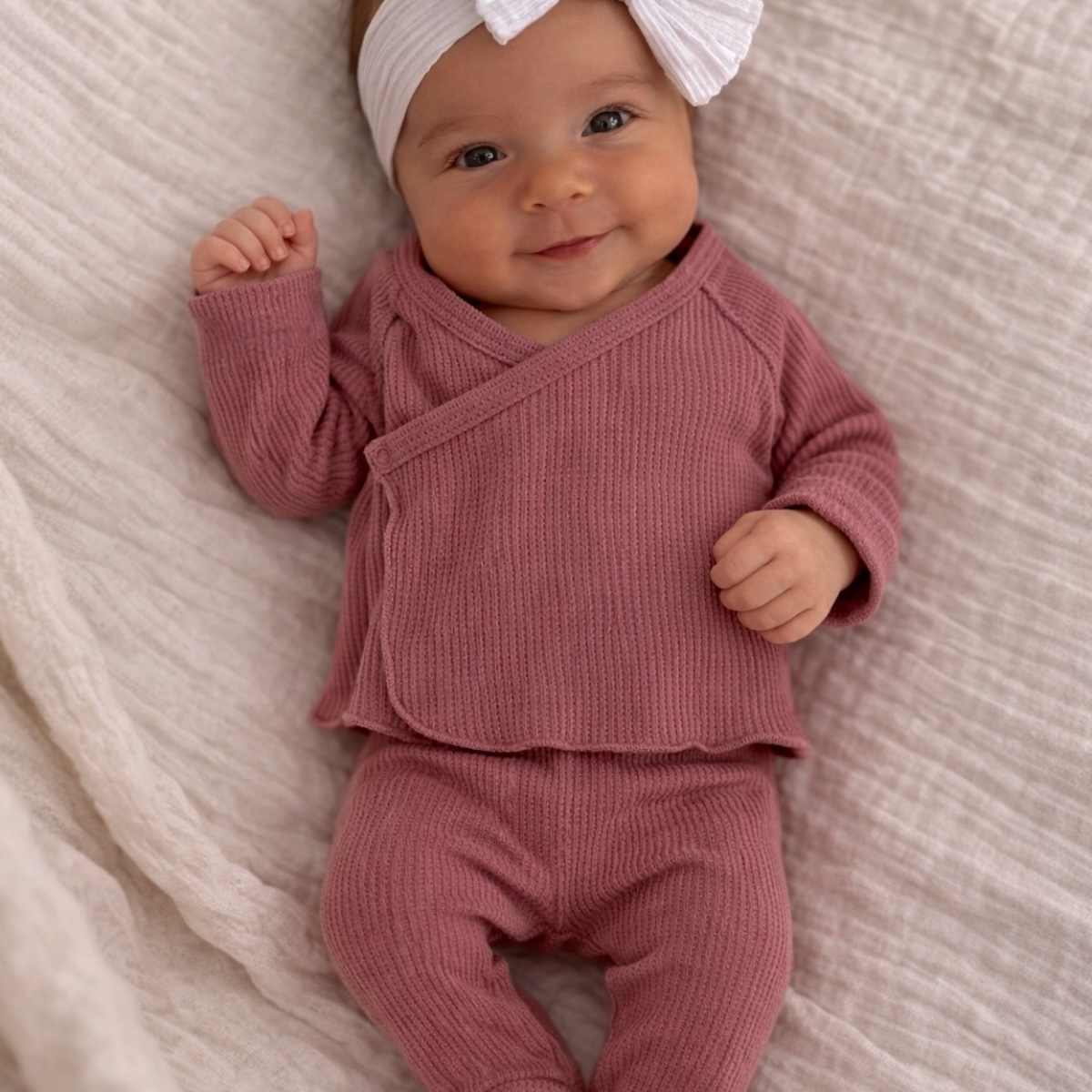 【新品】monmimi Baby Farbok Waffle suit Waffle Two-Piece Set - Organic Baby, Toddler, & Kids Clothes