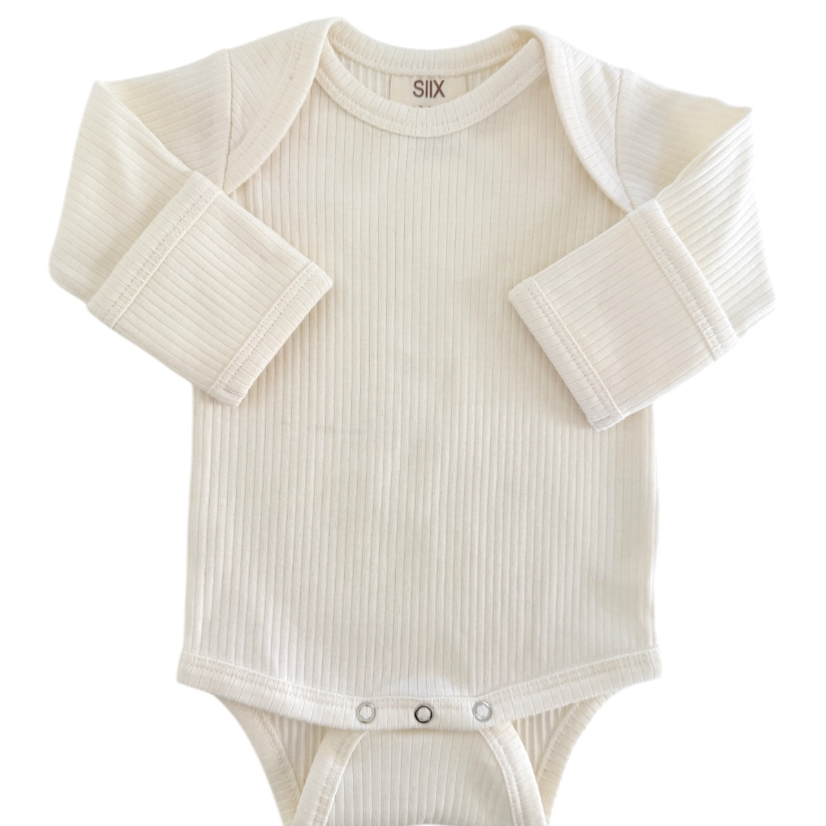 Ivory / Organic Ribbed Long Sleeve Bodysuit