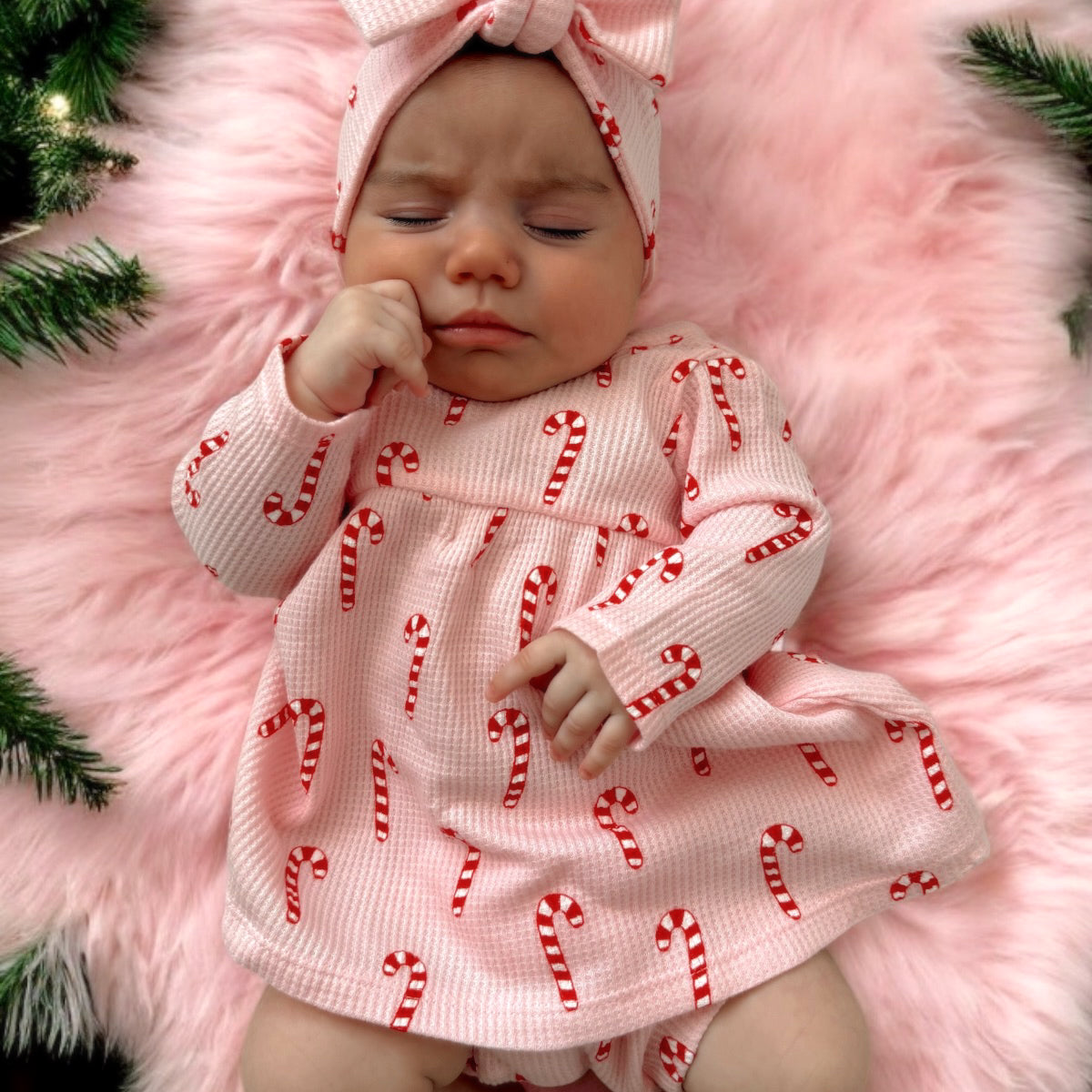 Organic Waffle Simple Dress & Bloomer, Pink Candy Cane – SpearmintLOVE
