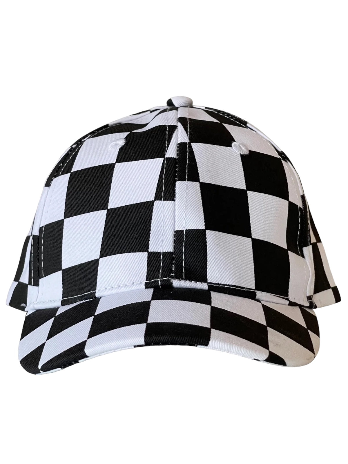 Black and white checkered cap with a curved visor, shown from a slight angle.
