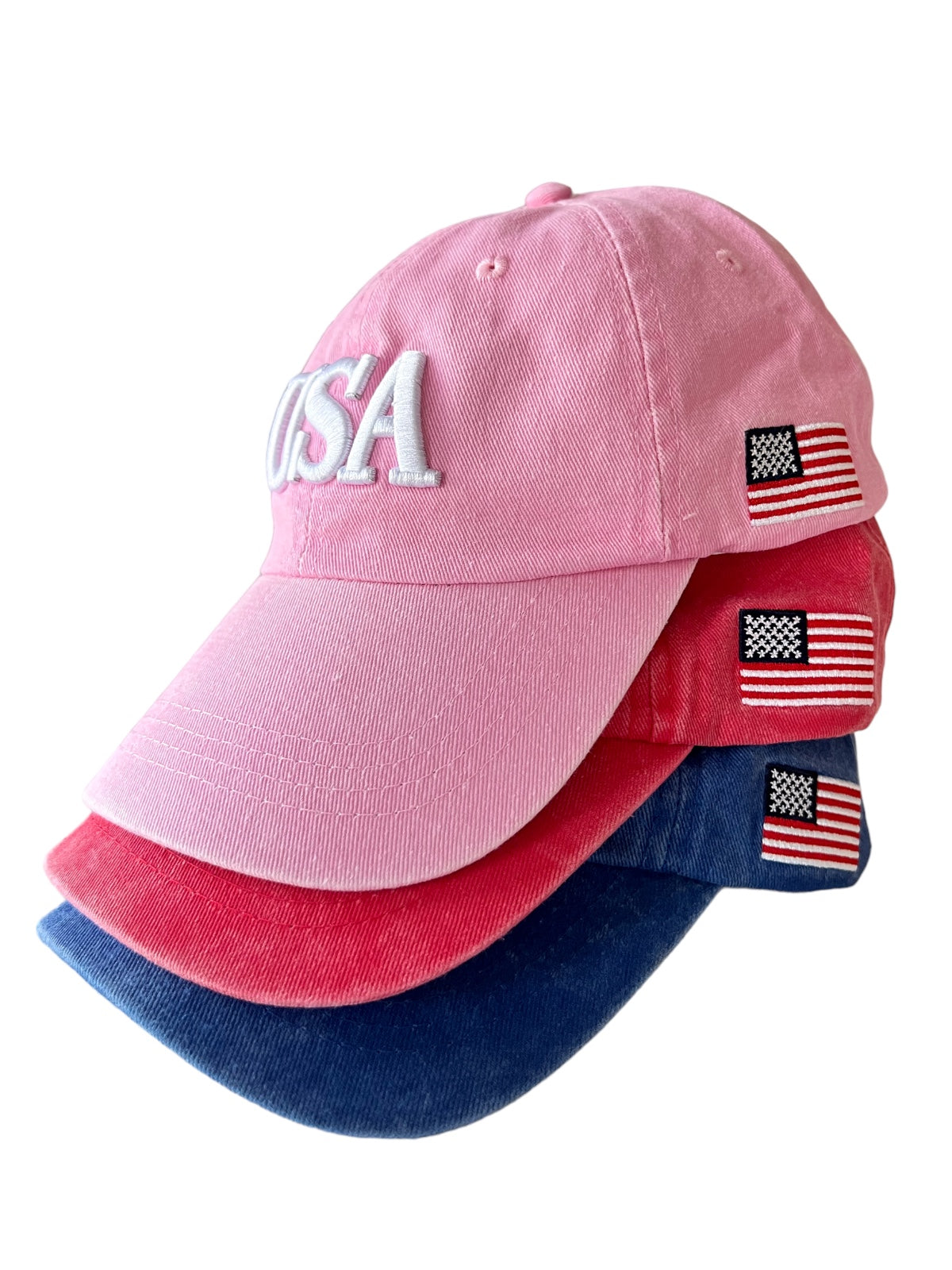 USA Adult Baseball Hat, Vintage Pink