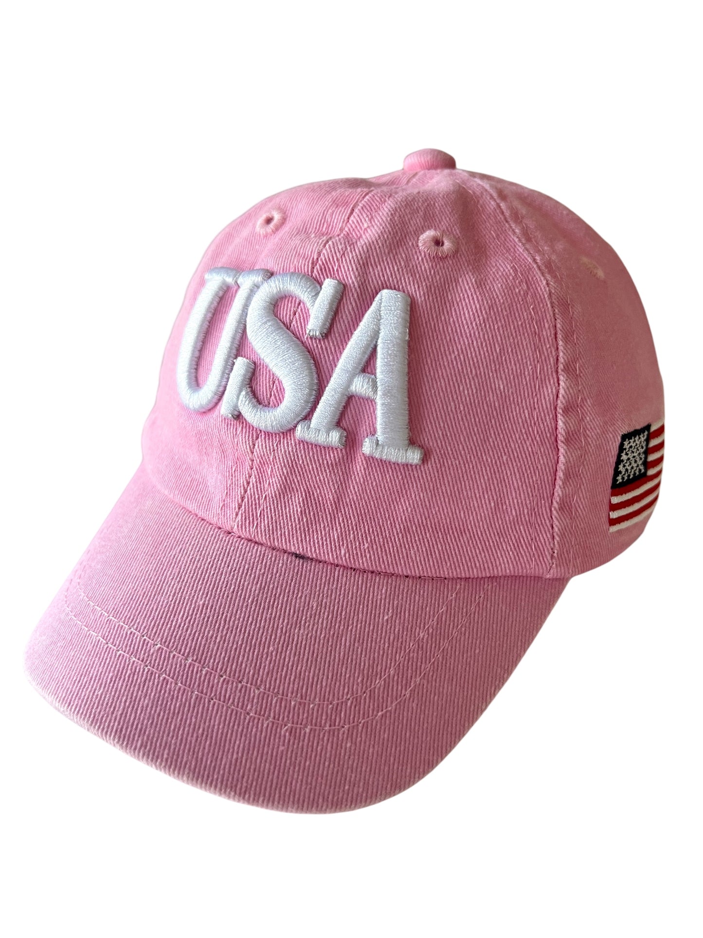 USA Kids Baseball Hat, Vintage Pink