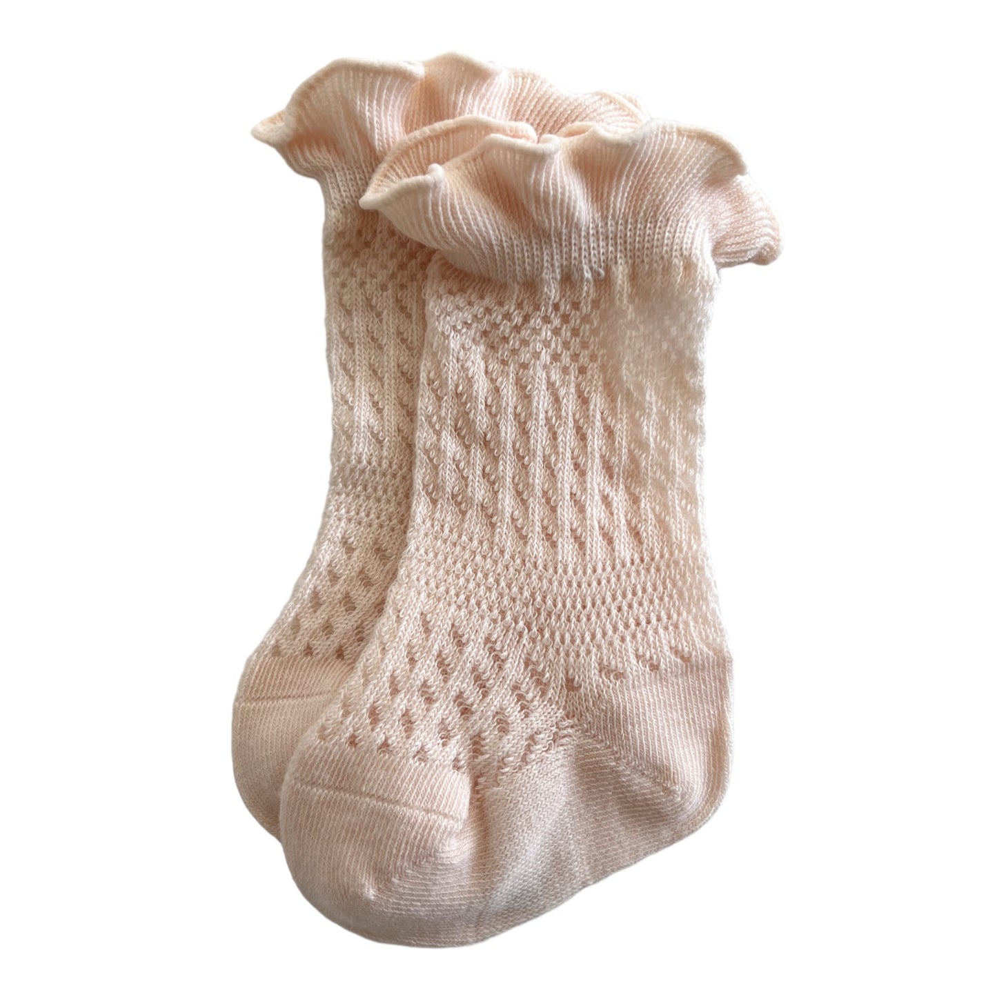 Ruffle Knit Socks, Blush