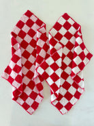 Two red and white checkered towels displayed against a light background.