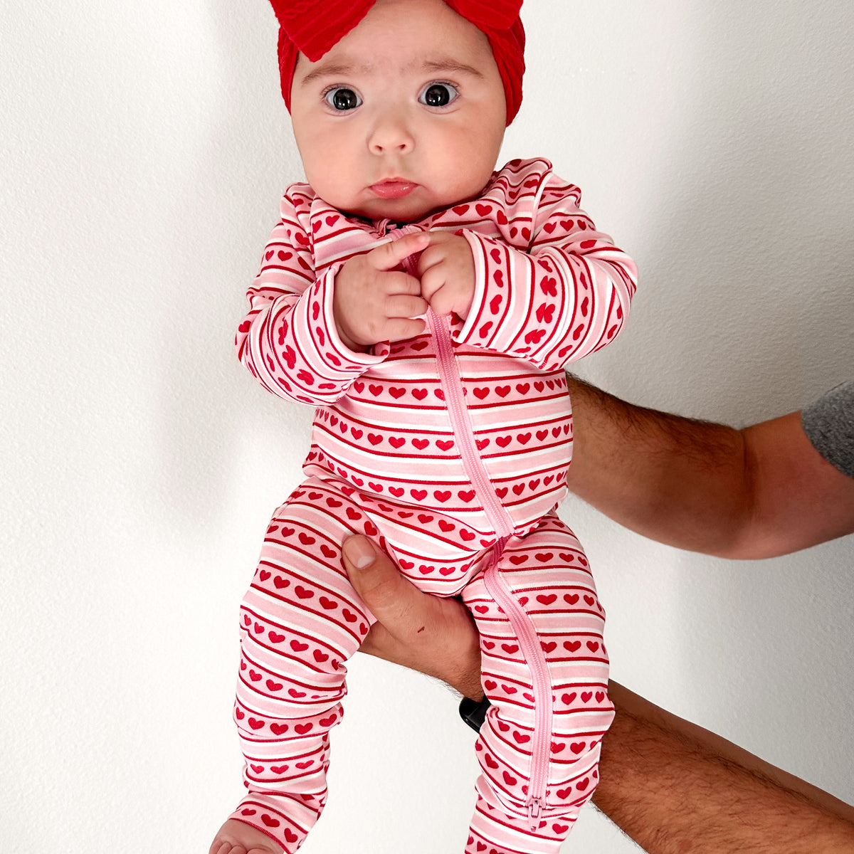 Valentine Stripe / Organic 2-Way Zip Romper