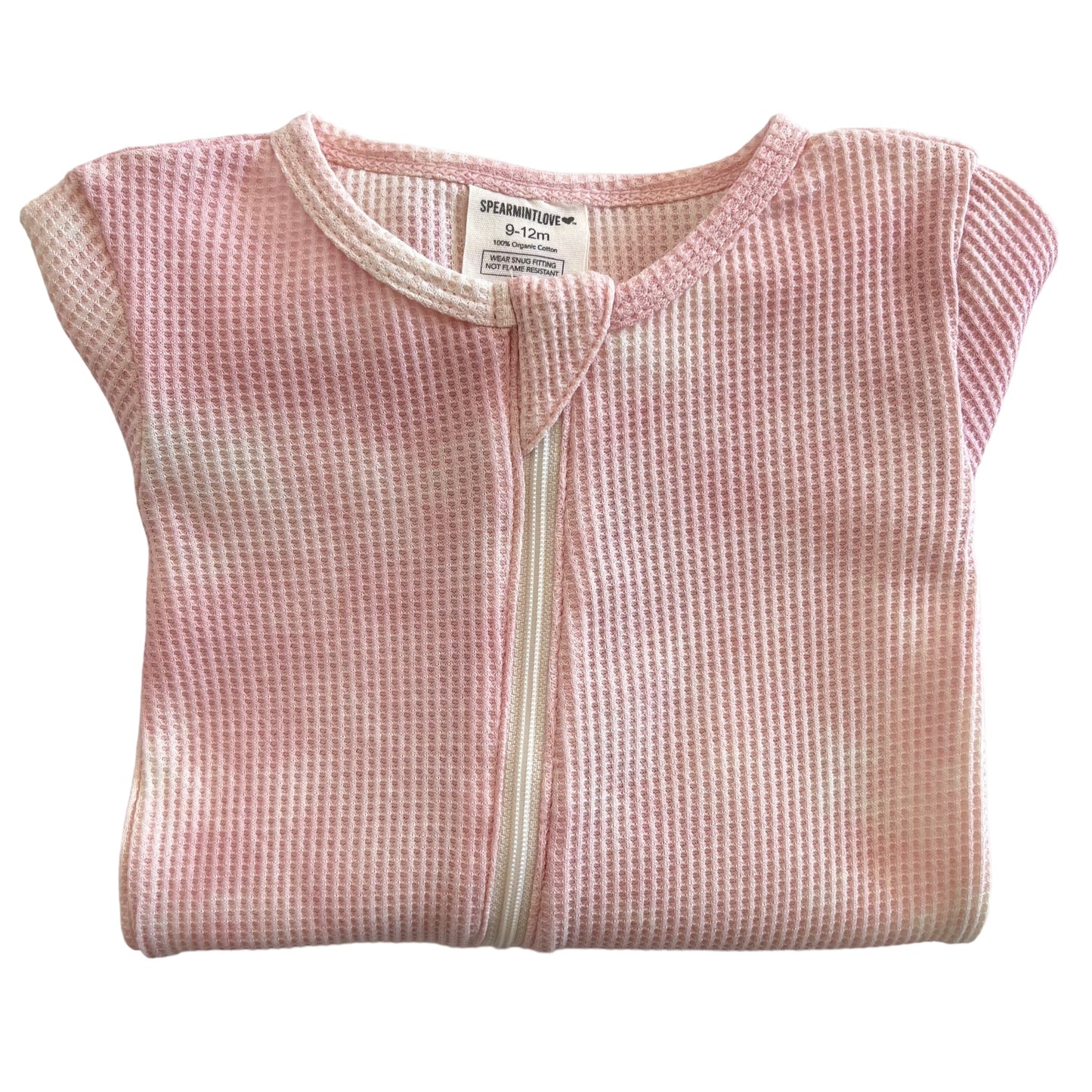 Organic Waffle Basic Zip Footie, Ballet Pink Tie Dye