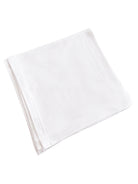 White cotton handkerchief folded neatly on a flat surface.