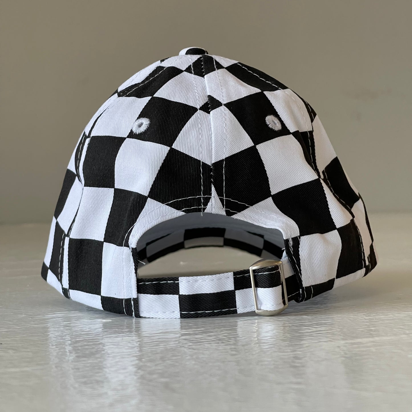 Kids Baseball Hat, Black Checkerboard