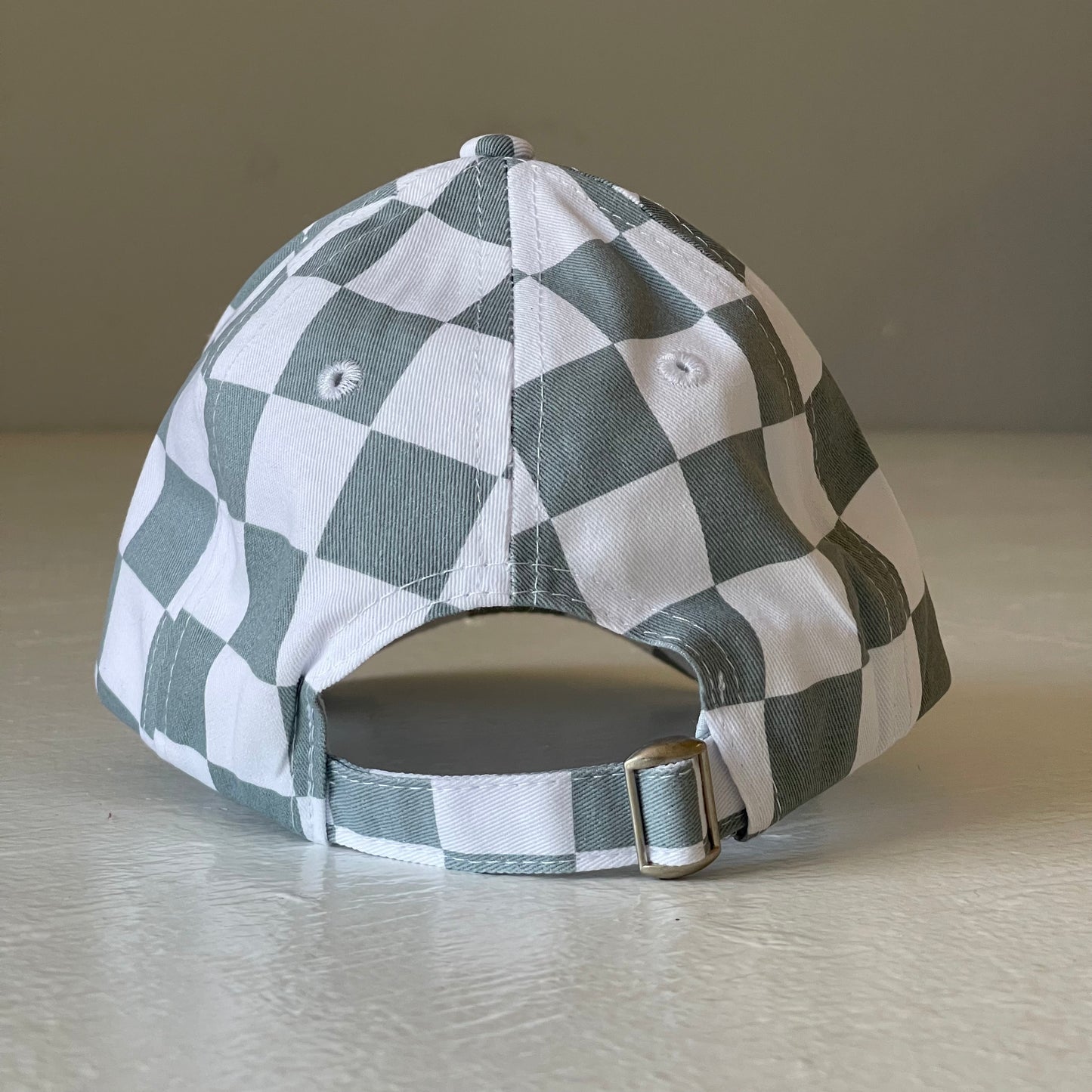 Kids Baseball Hat, Stone Blue Checkerboard