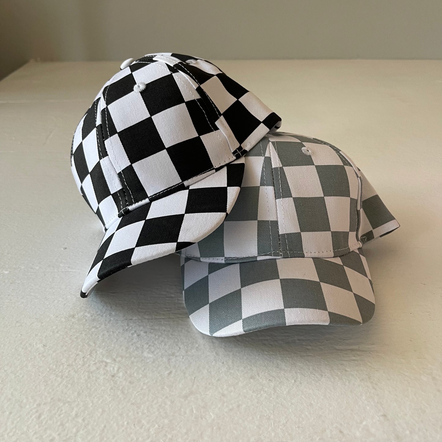 Kids Baseball Hat, Black Checkerboard