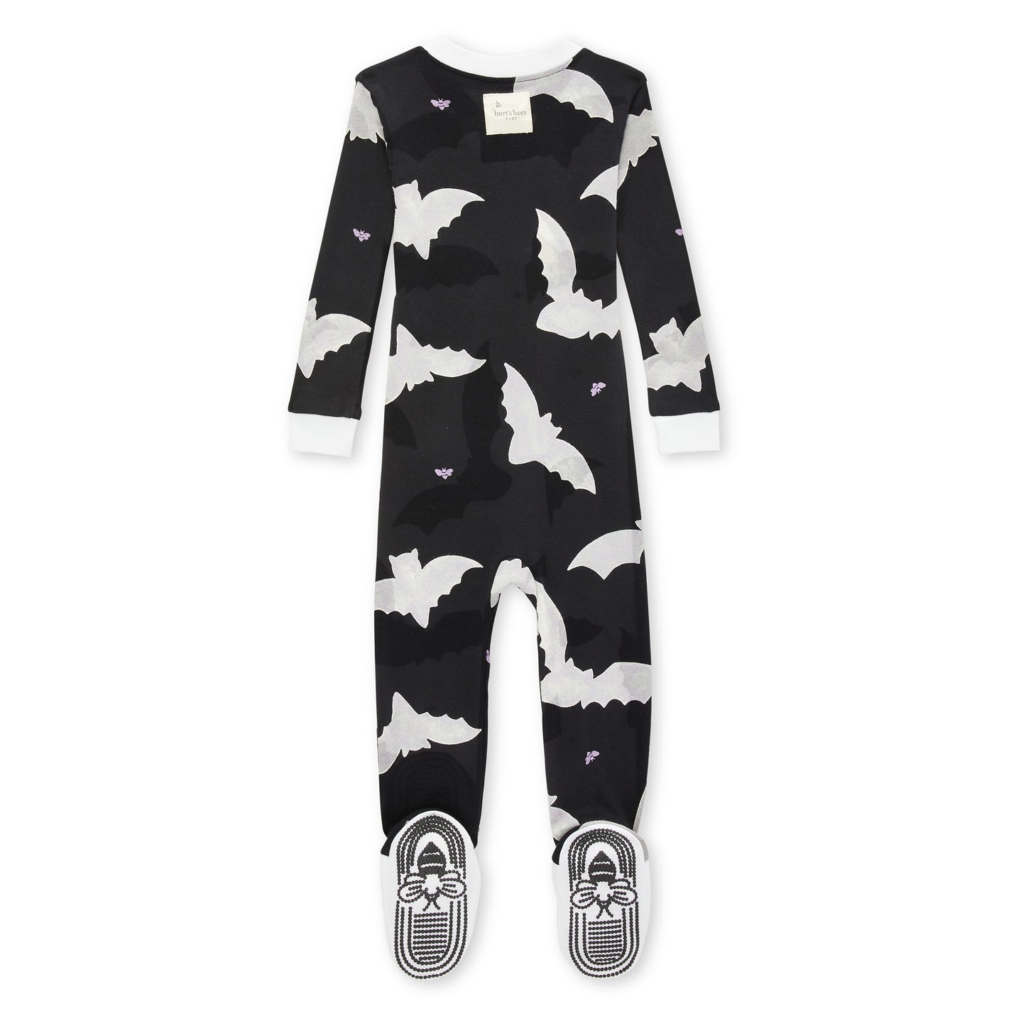Organic Zip Footie, Onyx Bats!