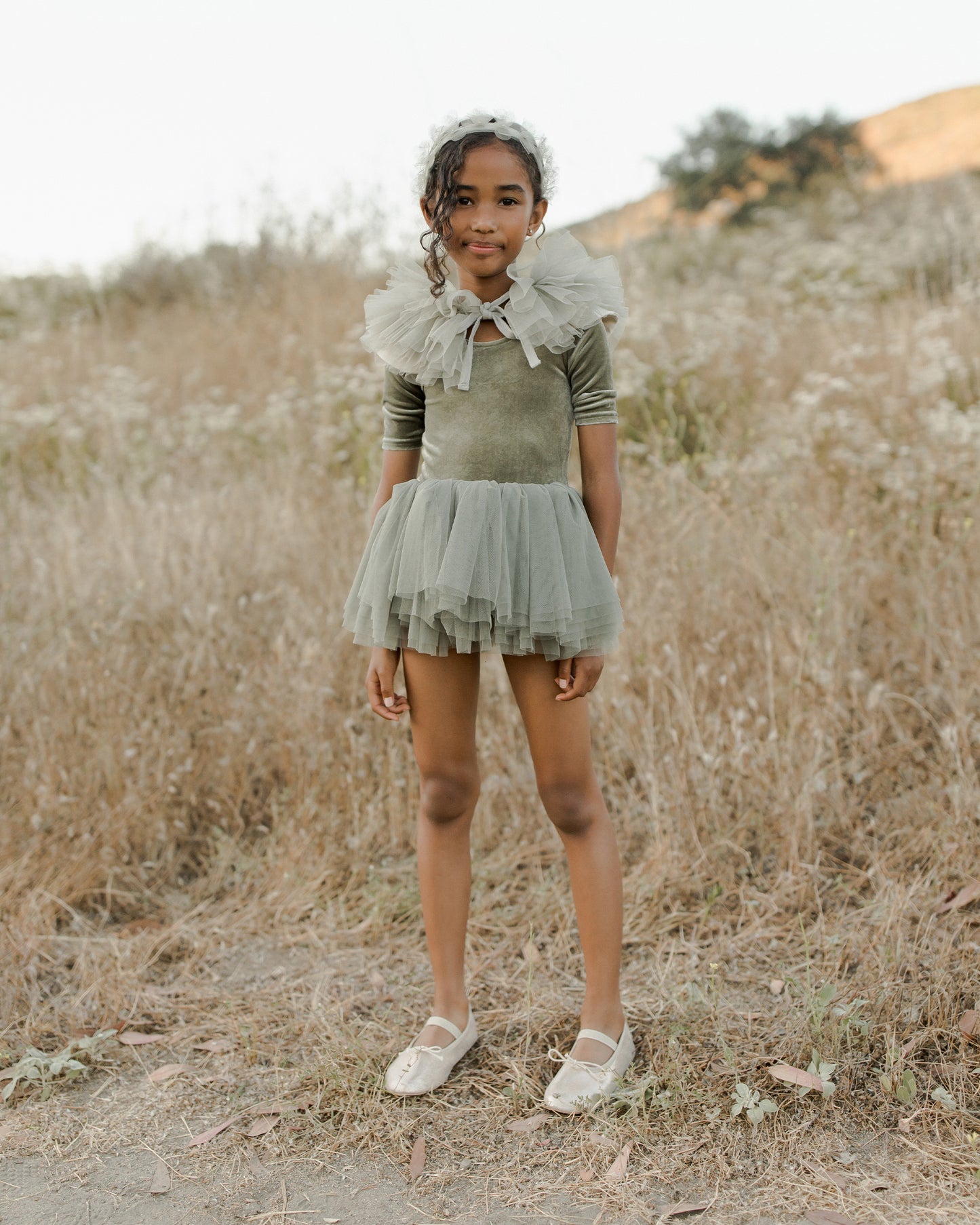 Ruffle Tulle Collar, Pine