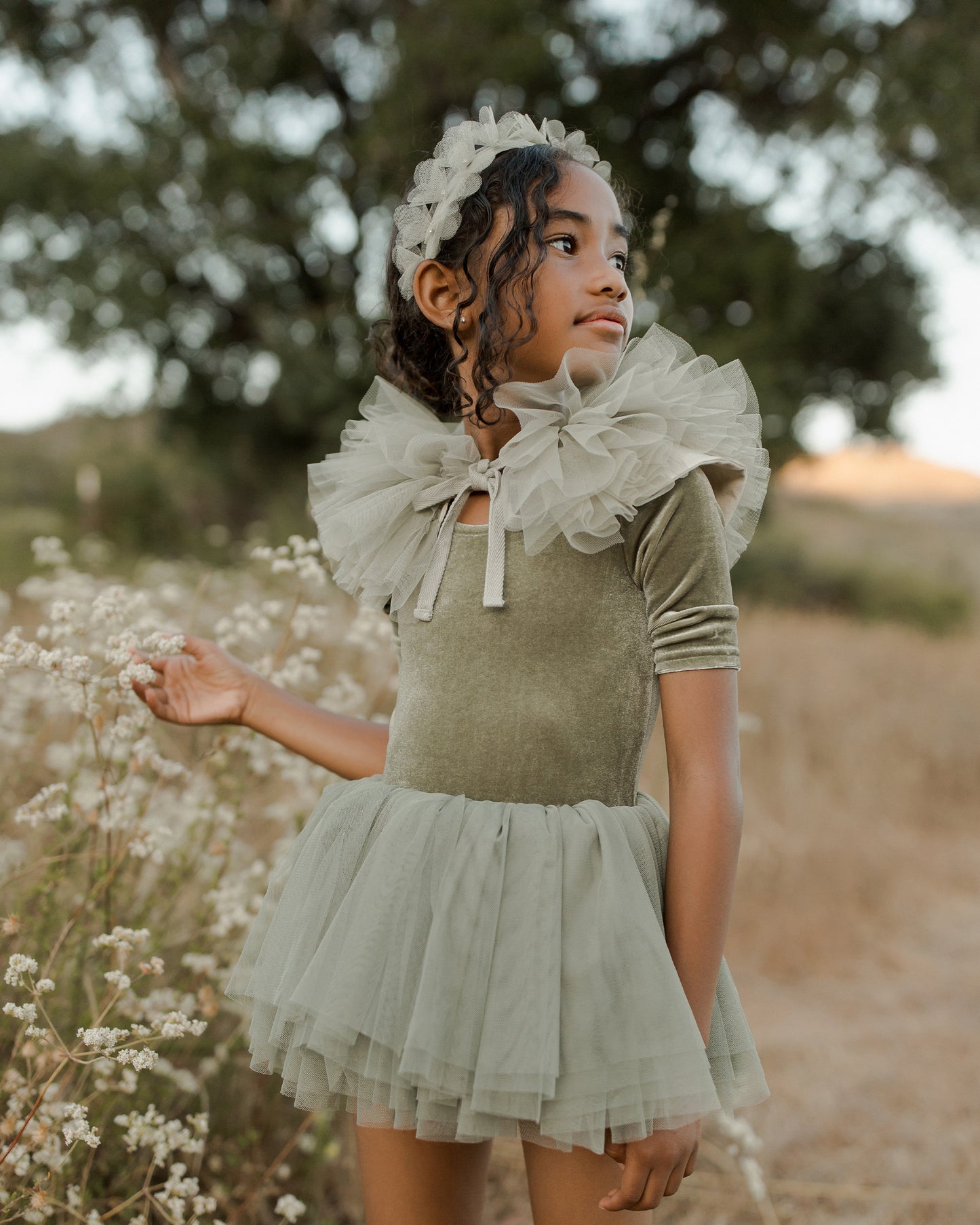 Ruffle Tulle Collar, Pine