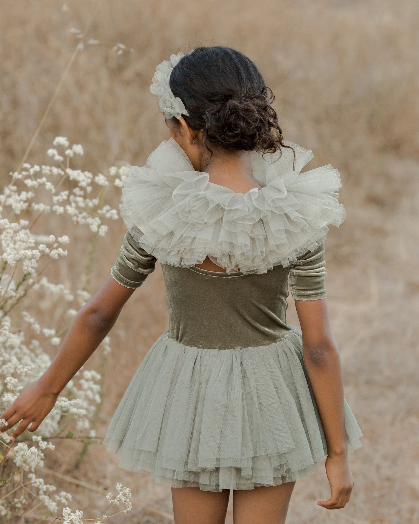 Ruffle Tulle Collar, Pine