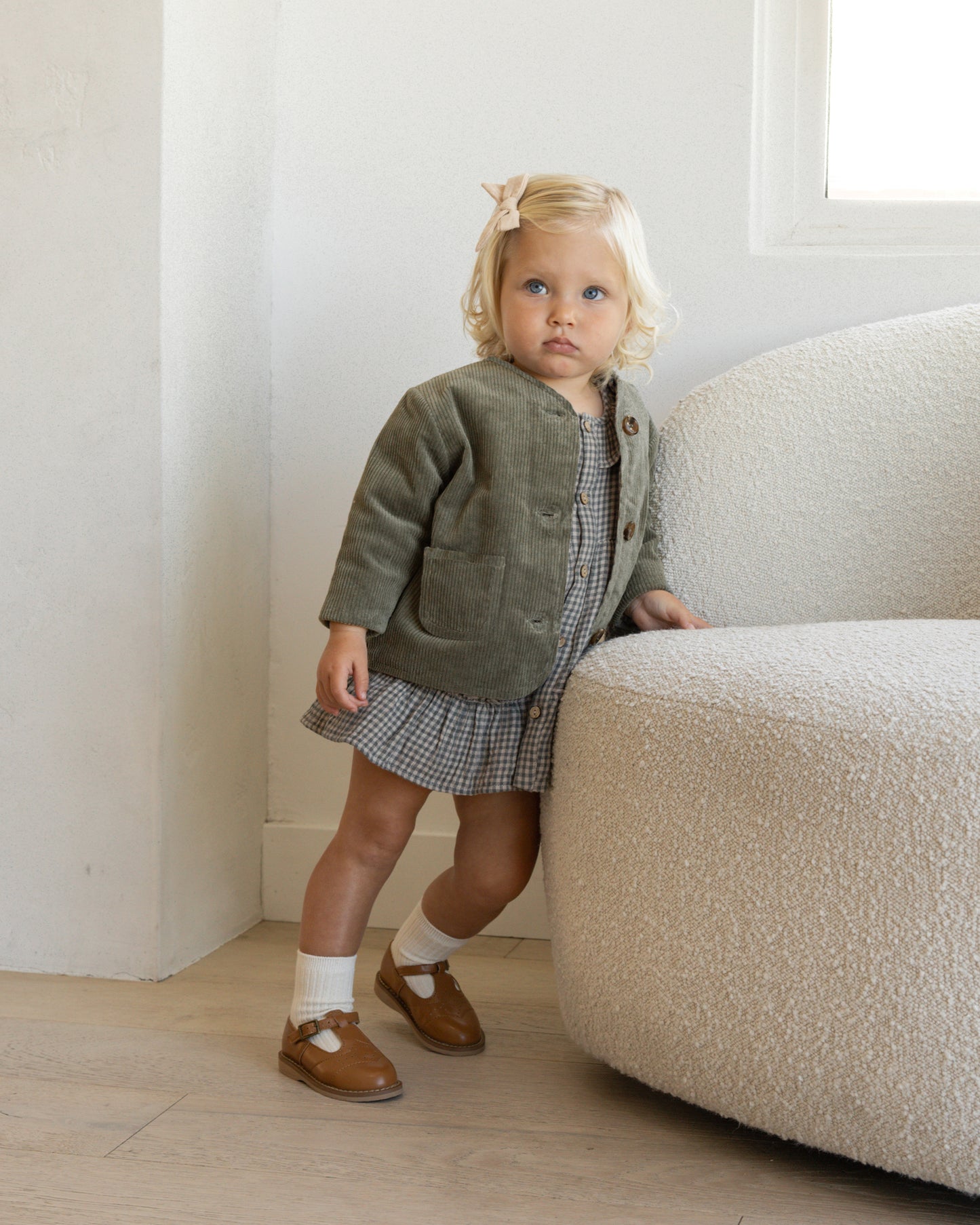 Quilted V-Neck Button Jacket, Forest