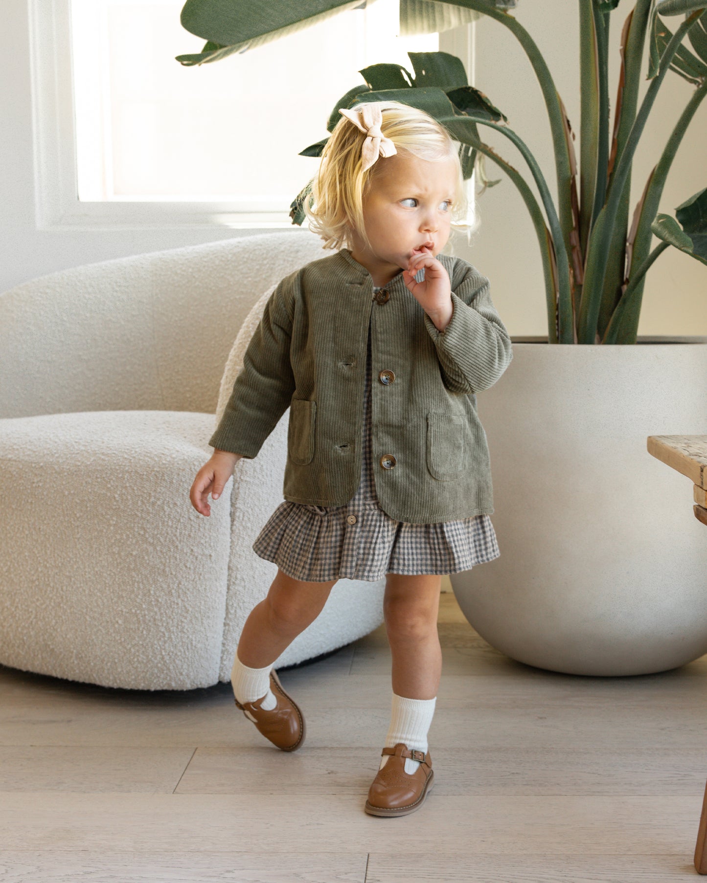Quilted V-Neck Button Jacket, Forest