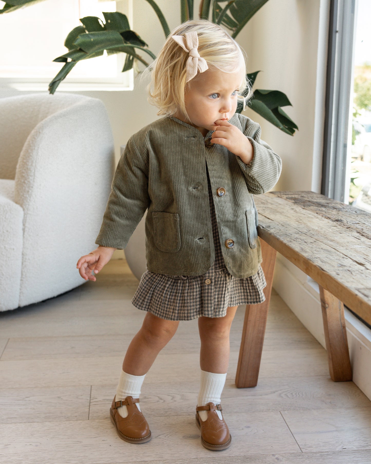 Quilted V-Neck Button Jacket, Forest