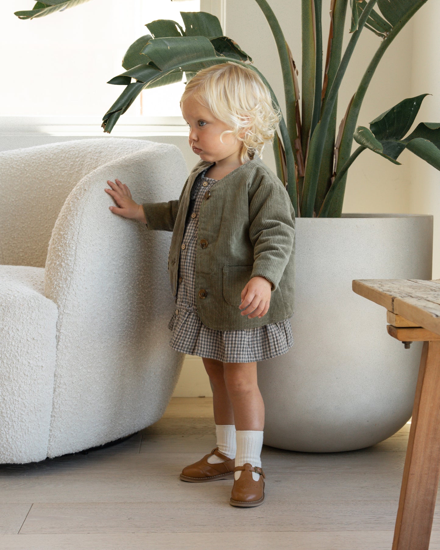 Quilted V-Neck Button Jacket, Forest