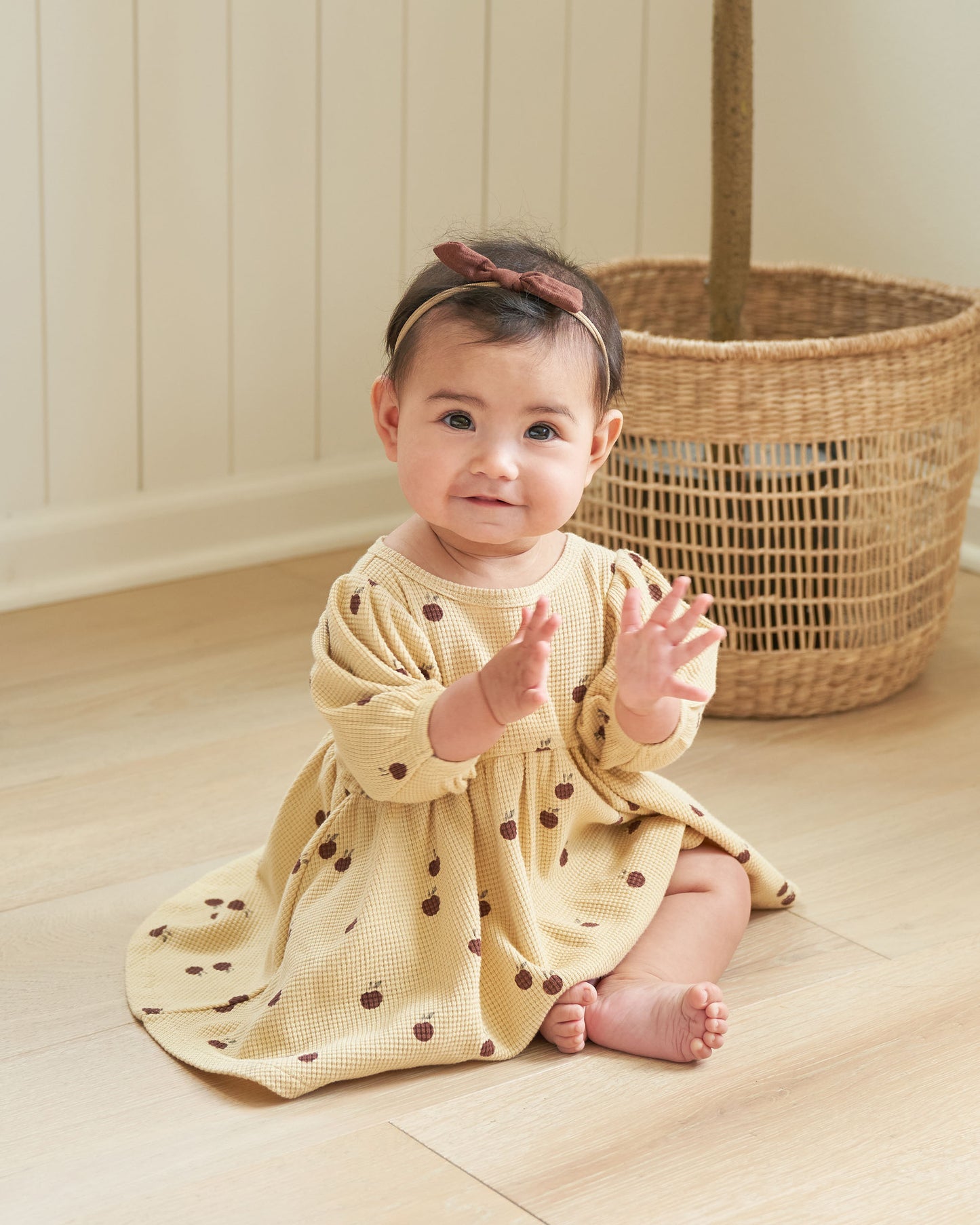 Organic Waffle Babydoll Dress, Apples