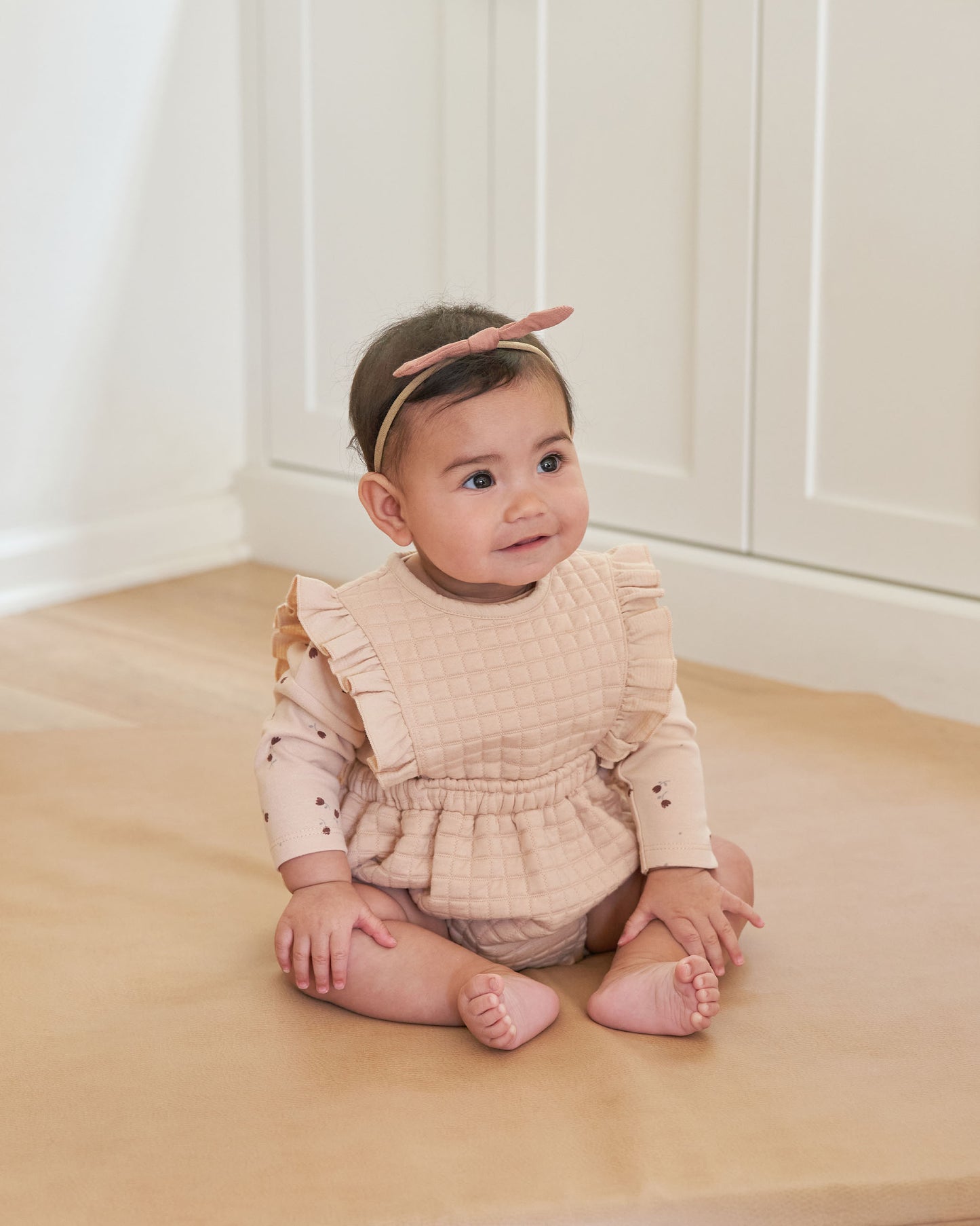 Organic Ruffle Bubble Romper, Shell