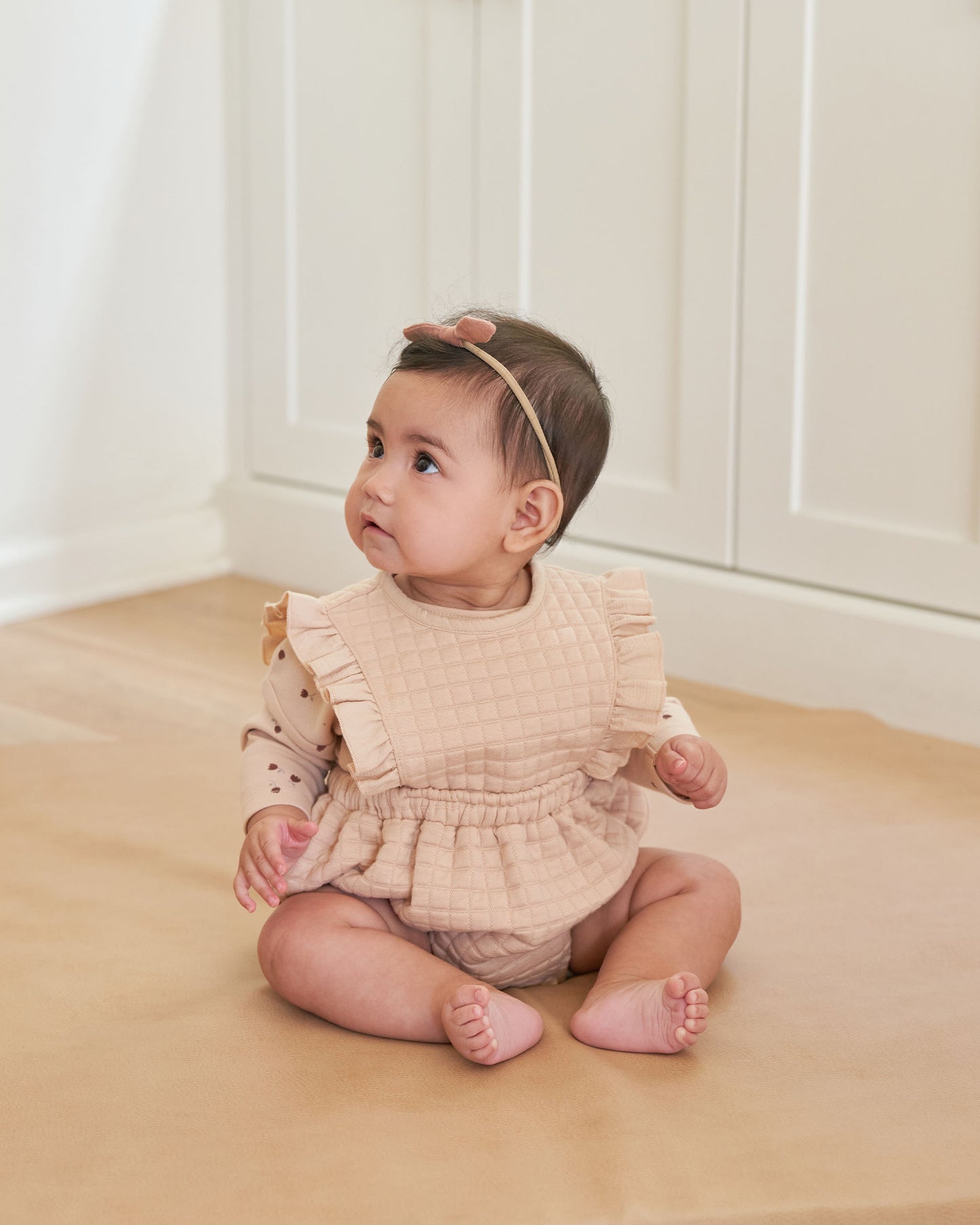 Organic Ruffle Bubble Romper, Shell