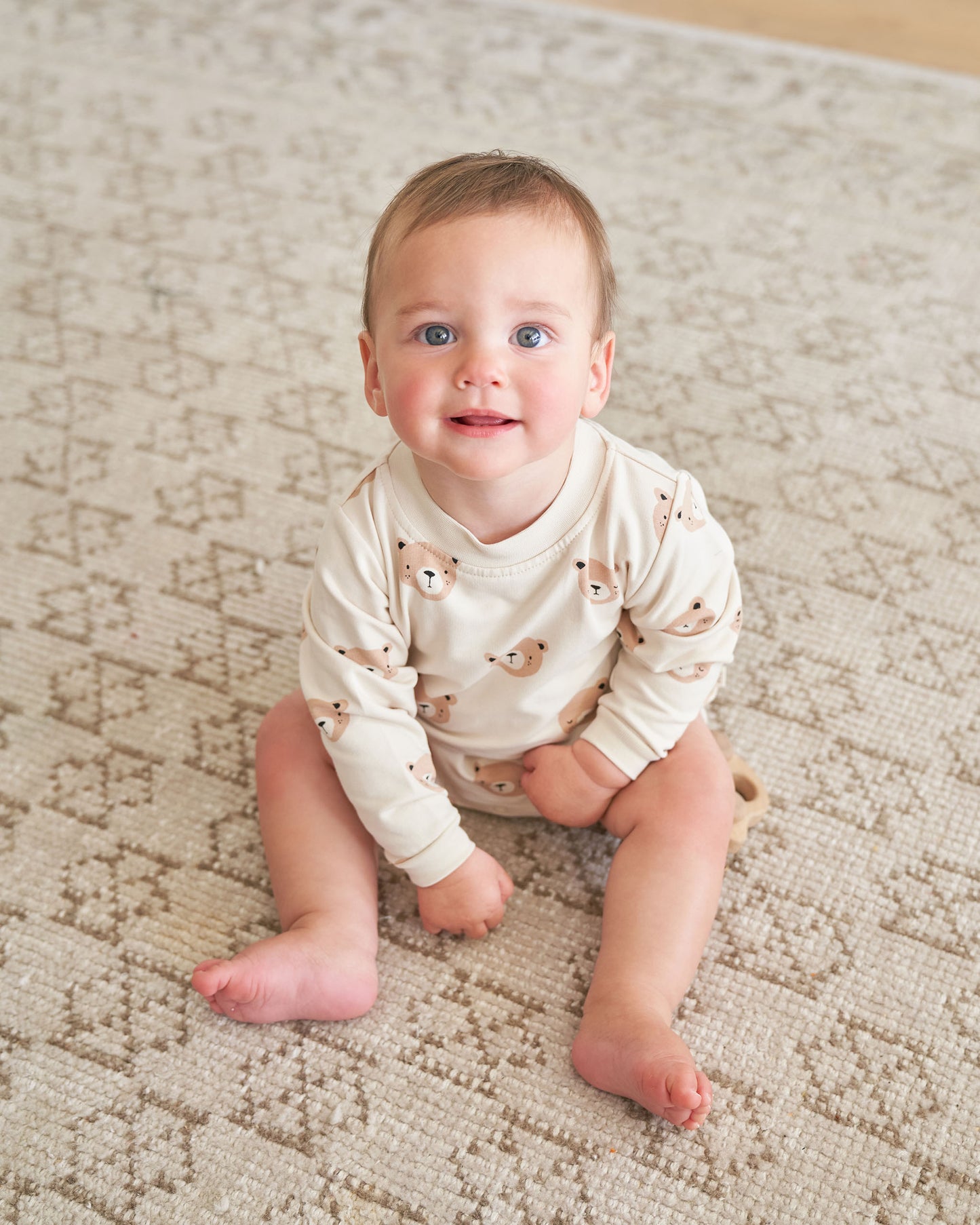 Crewneck Bubble Romper, Teddy