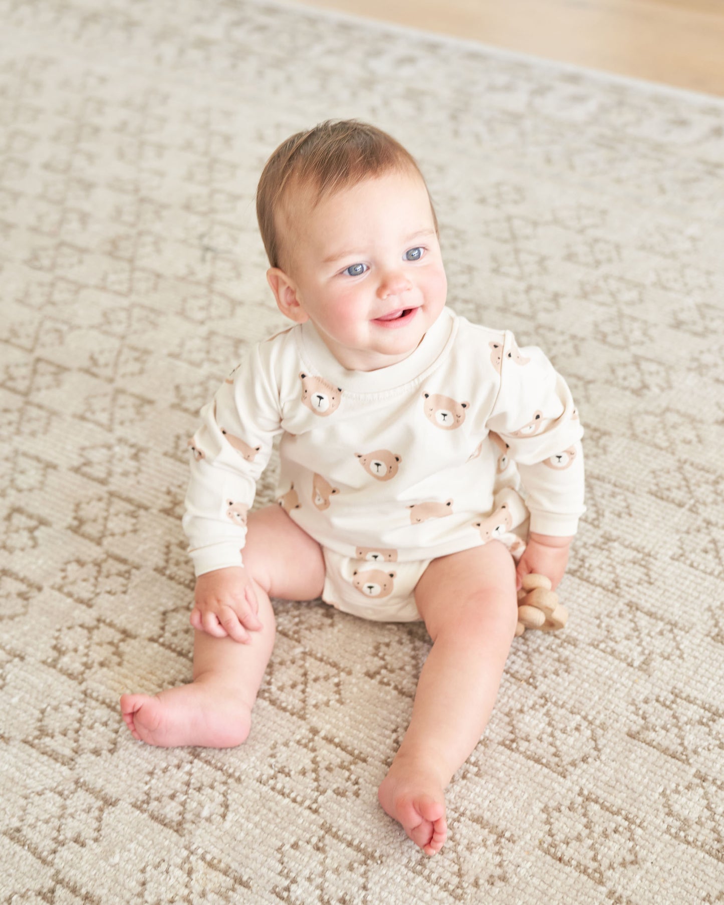 Crewneck Bubble Romper, Teddy
