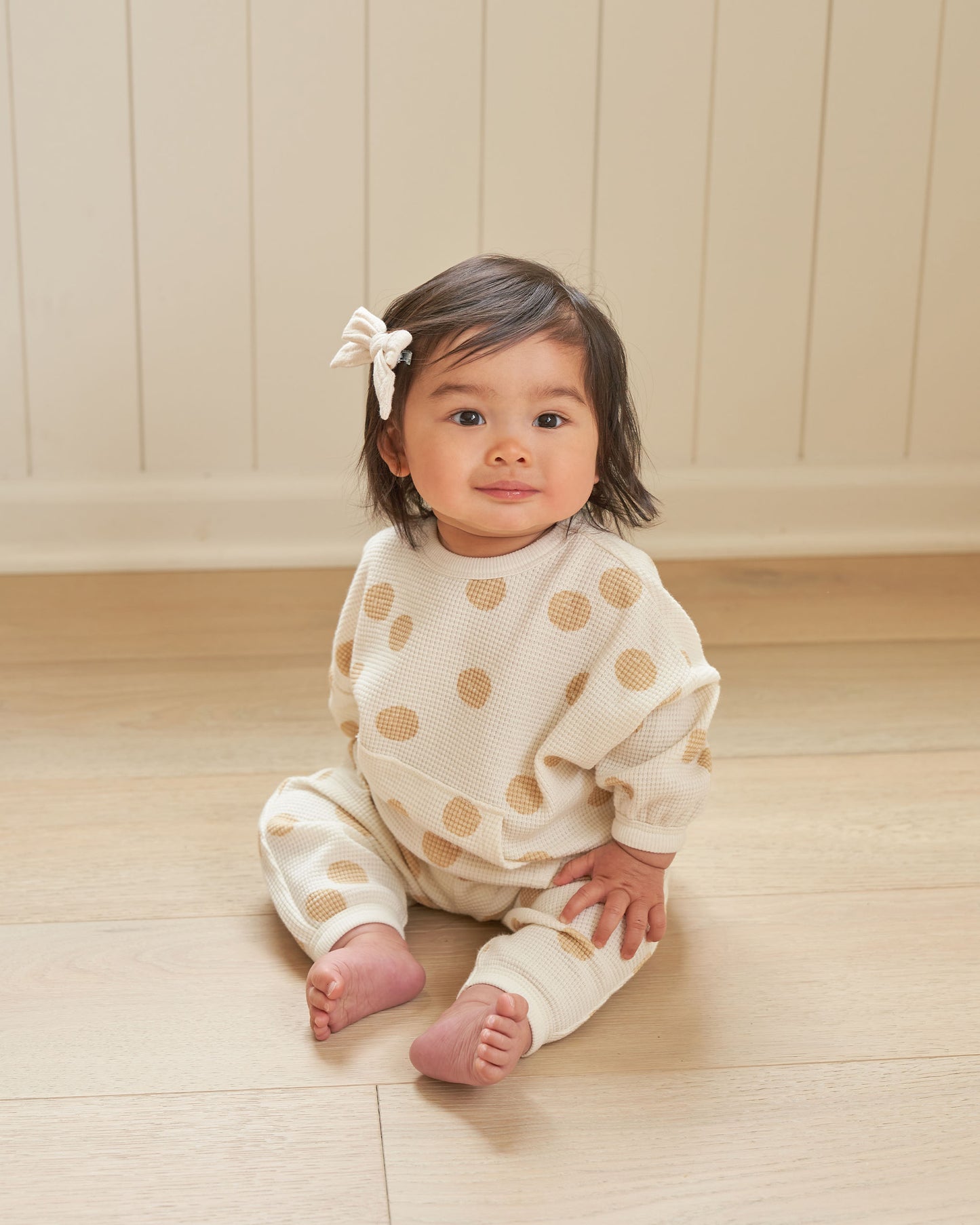 Organic Waffle Sweater & Pant Set, Butter Dots