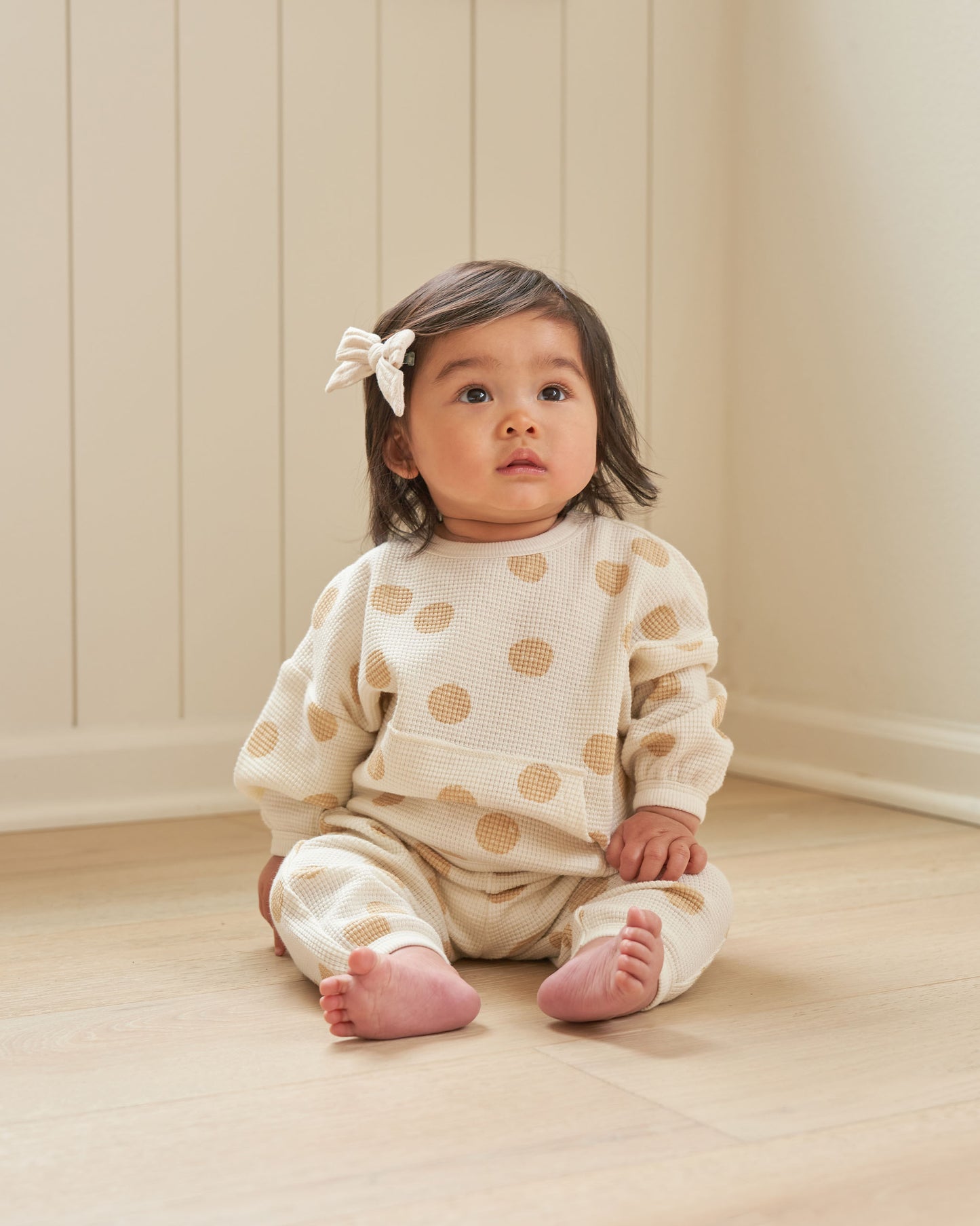 Organic Waffle Sweater & Pant Set, Butter Dots
