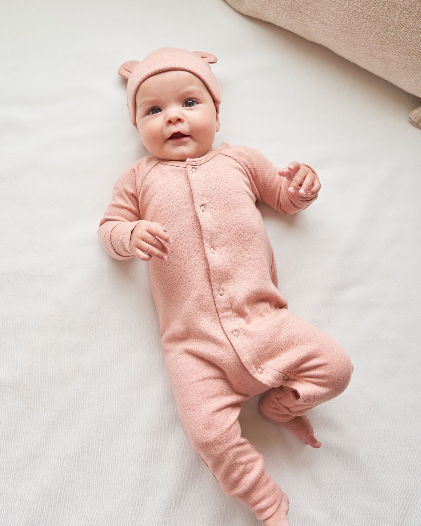 Organic Baby Bear Beanie, Rose