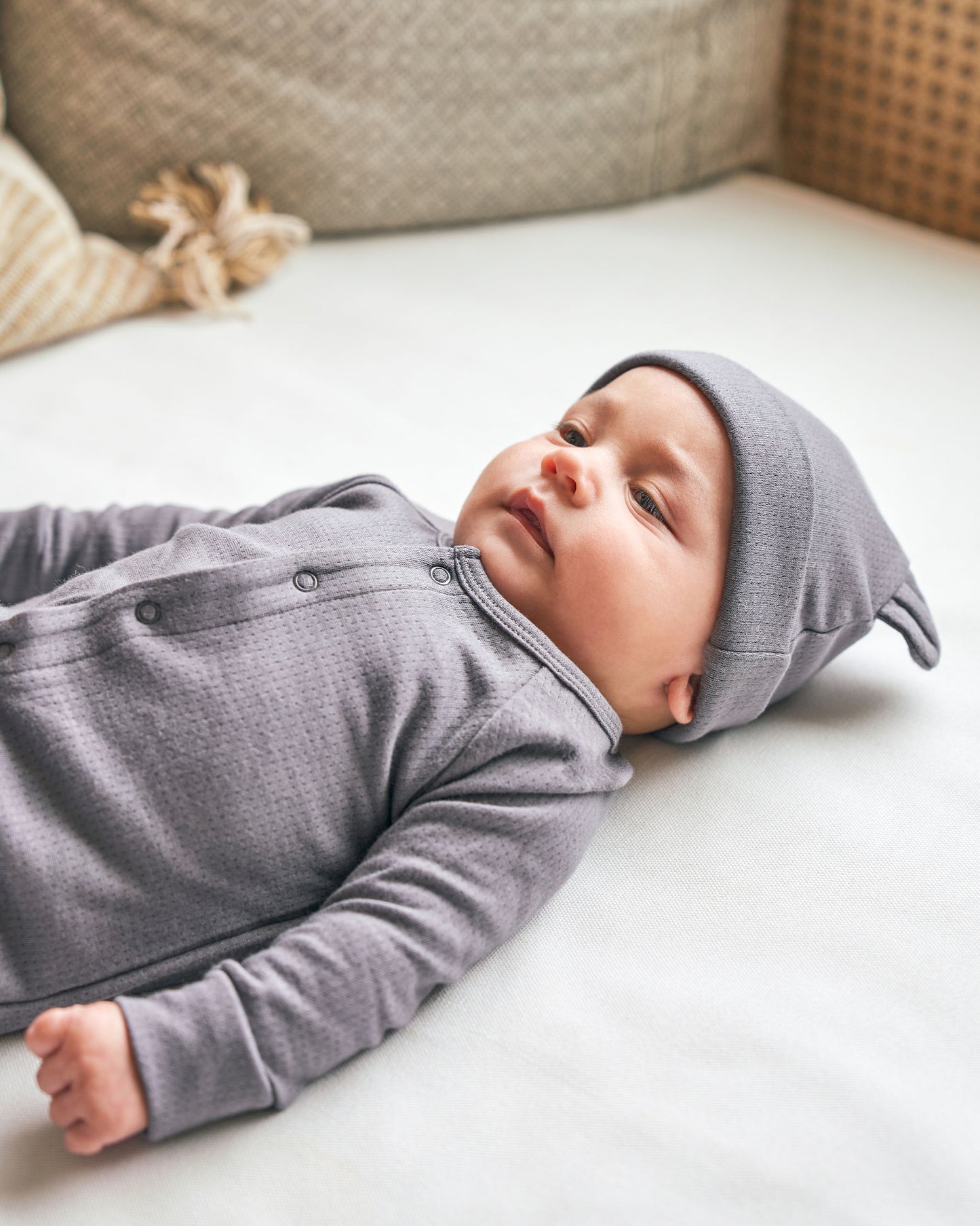 Organic Pointelle Long John, Navy