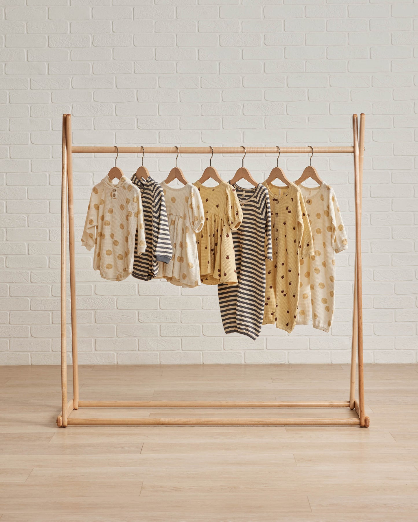 Organic Waffle Long Sleeve Jumpsuit, Butter Dots