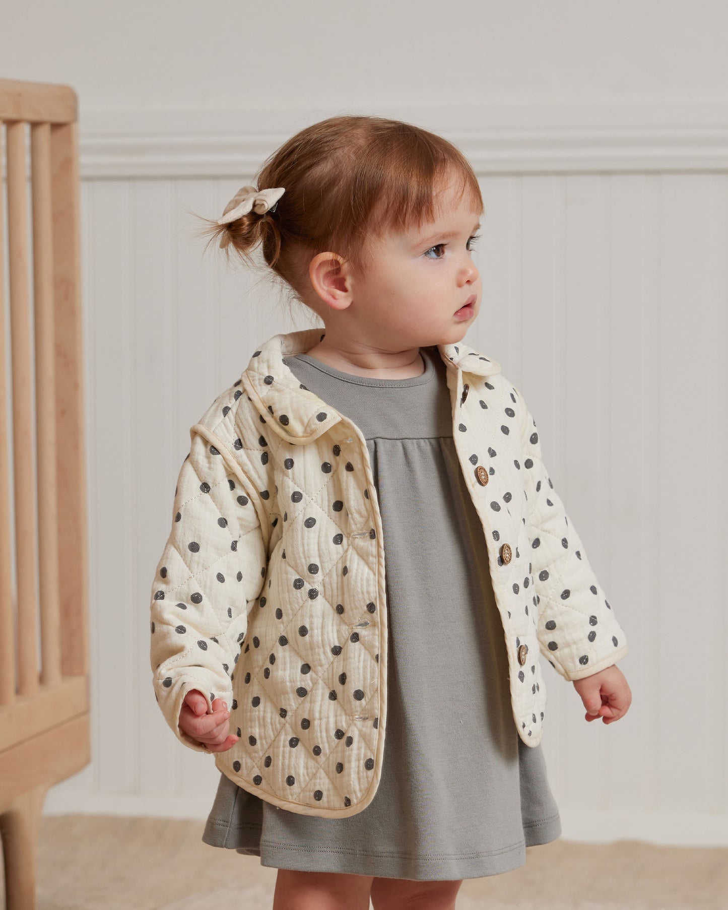 Organic Quilted Jacket, Navy Dot