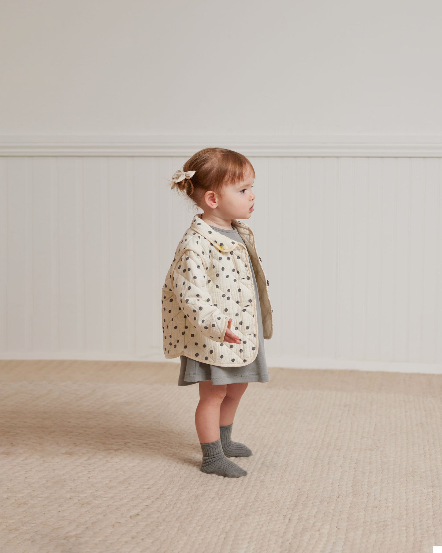 Organic Quilted Jacket, Navy Dot