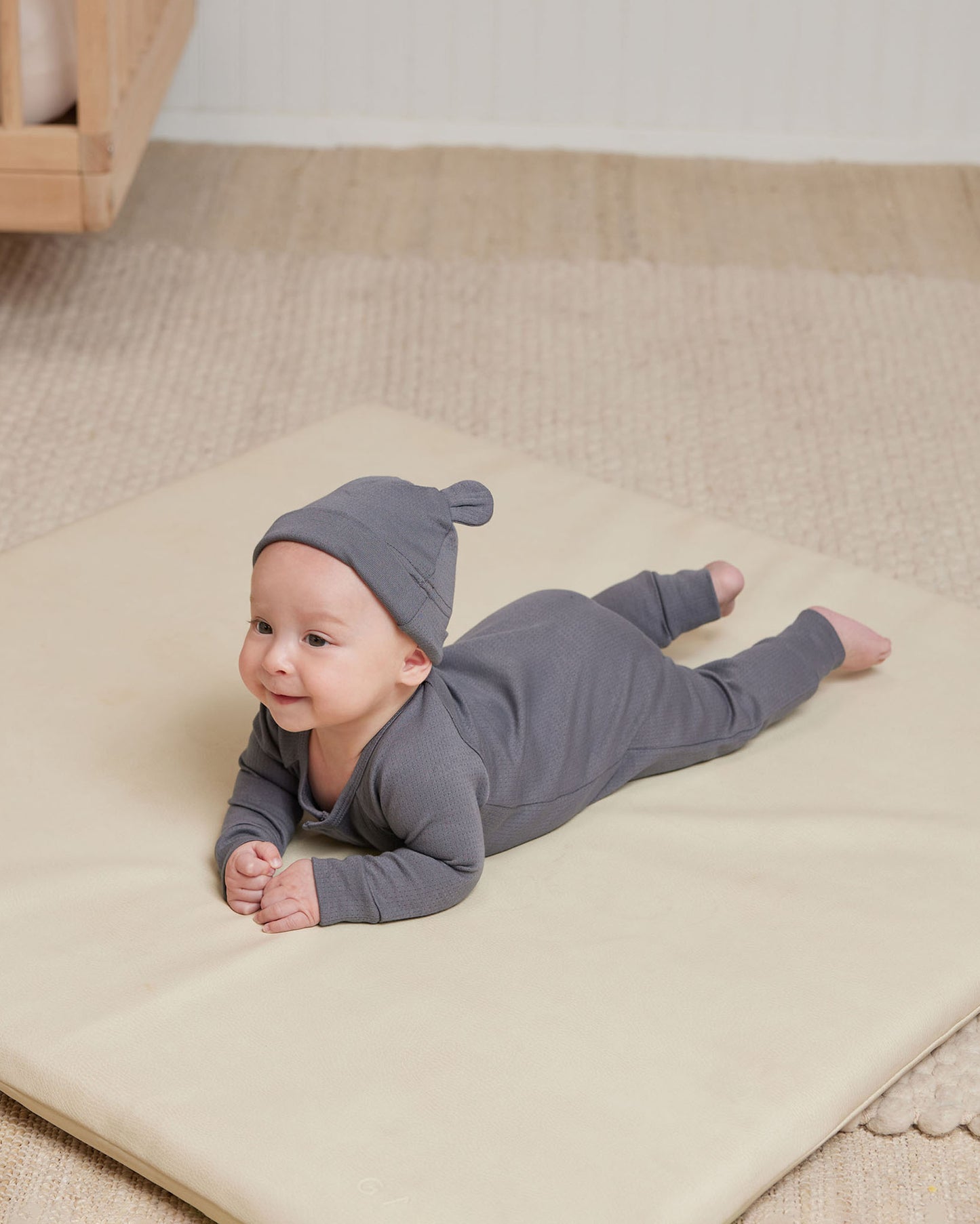 Organic Pointelle Long John, Navy