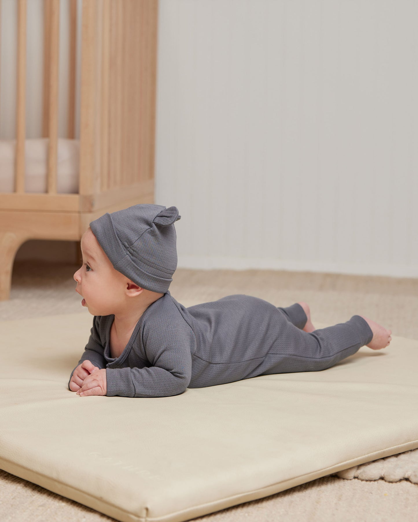 Organic Pointelle Long John, Navy