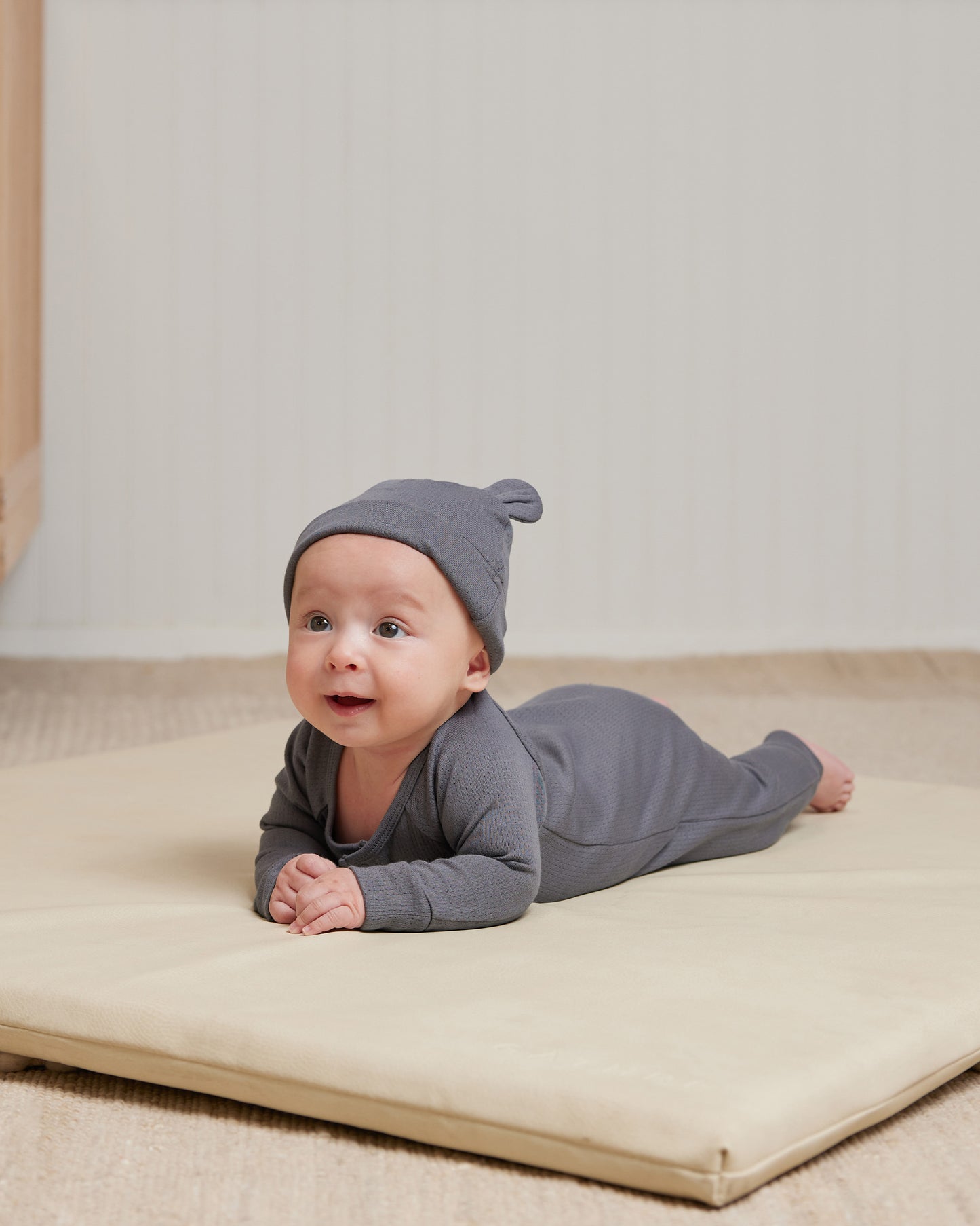 Organic Pointelle Long John, Navy